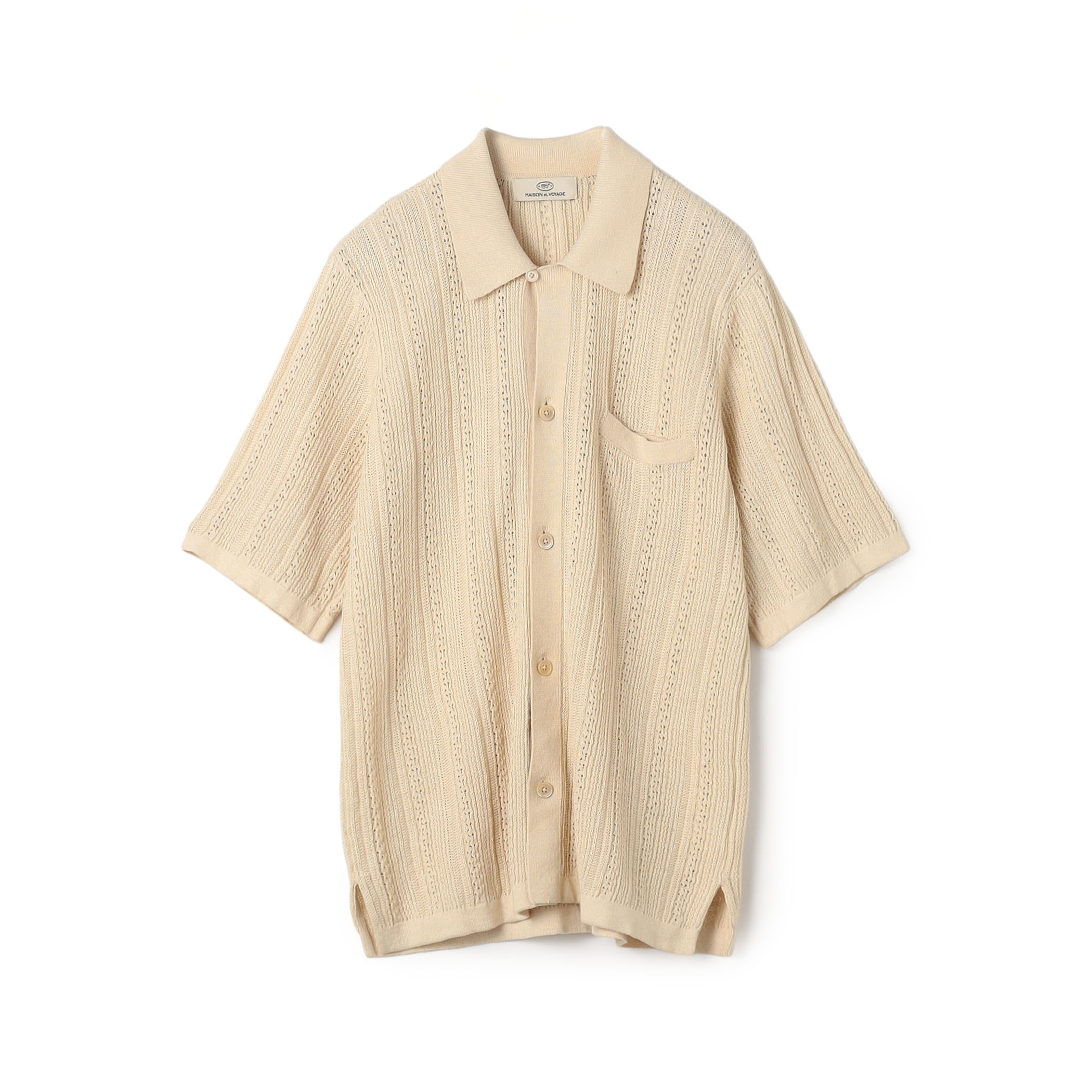 リネンコットンメッシュ ニットシャツ