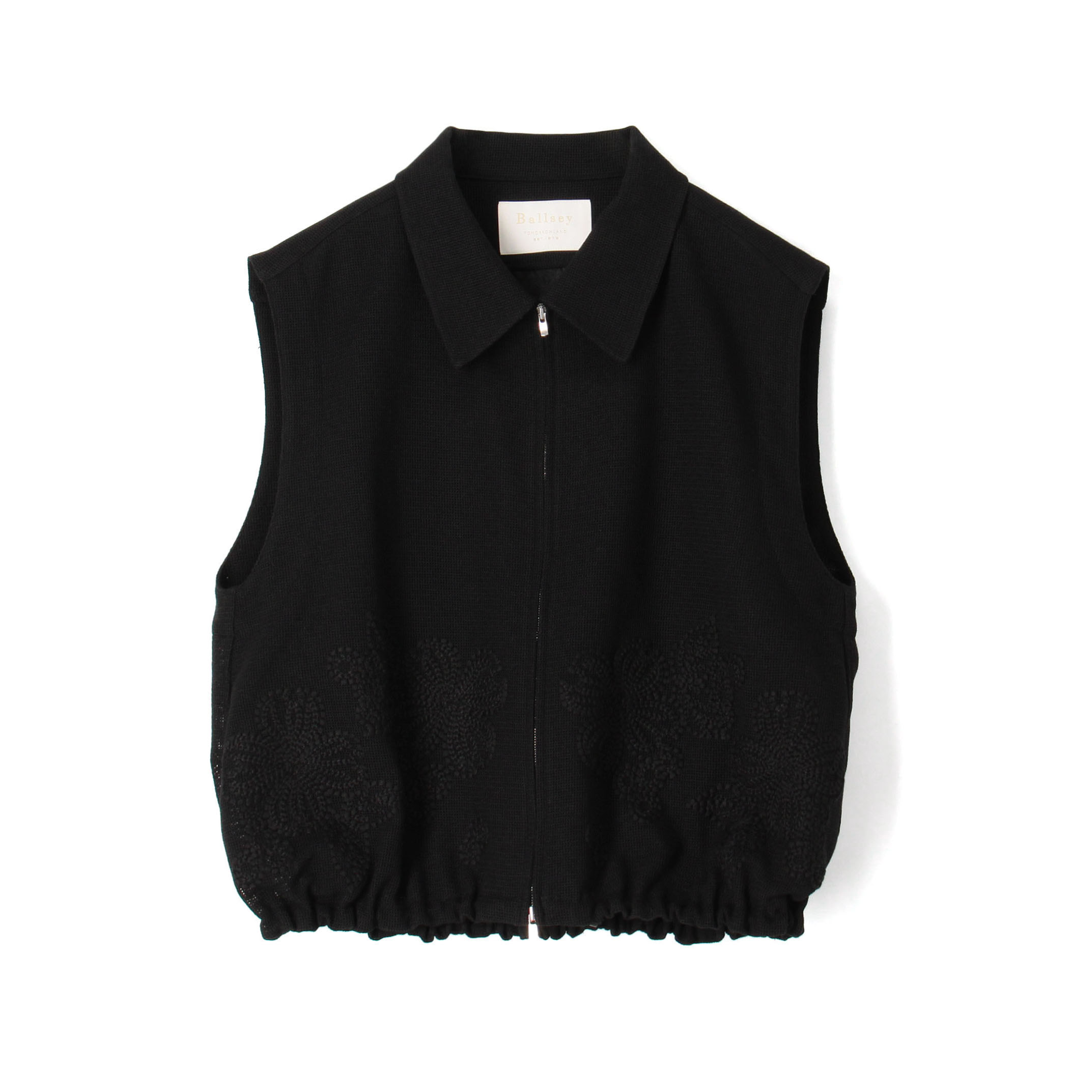 フラワーメッシュエンブロイダリー ジップアップジレ