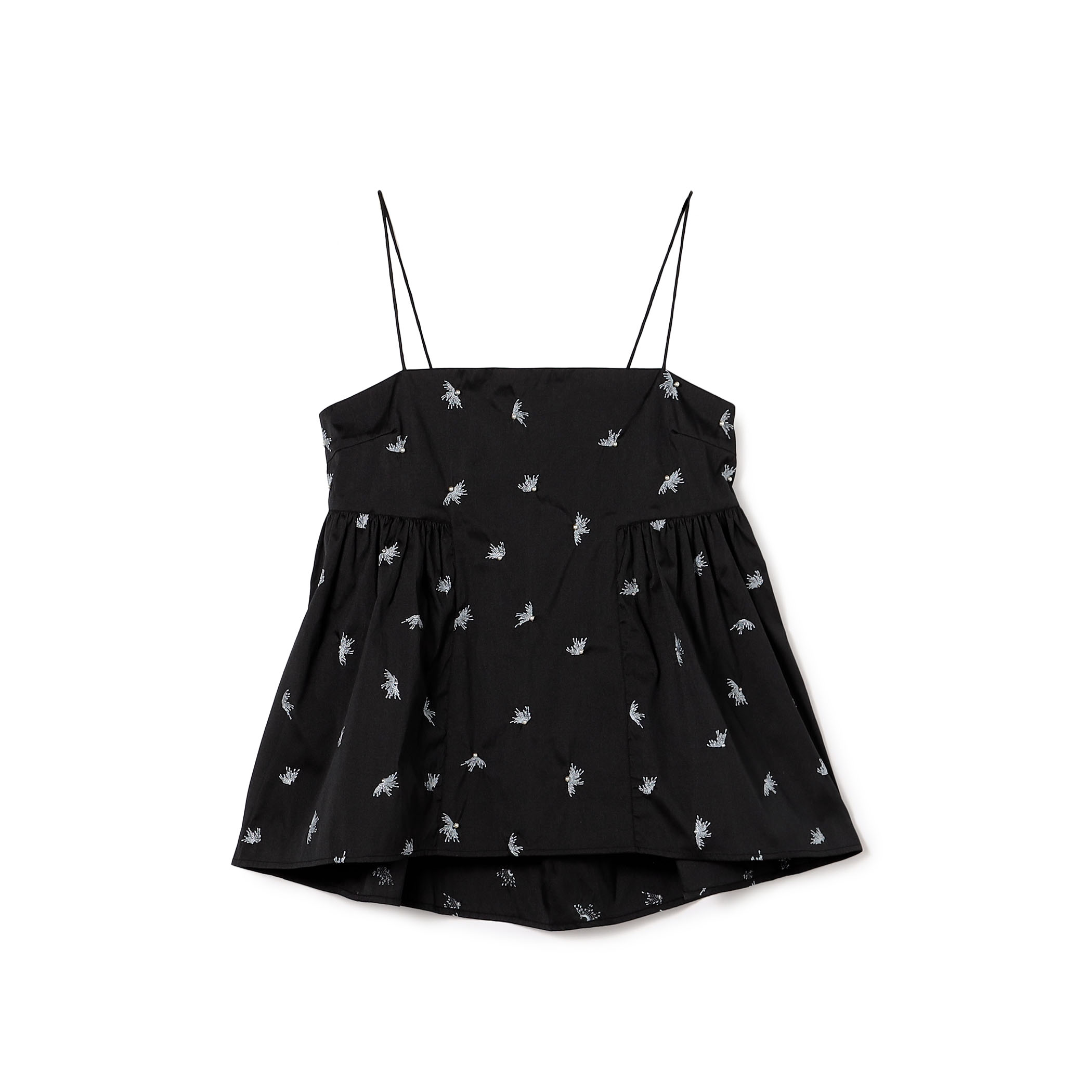 【別注】ne Quittez pas BLACK Camisole Embroidery トップス