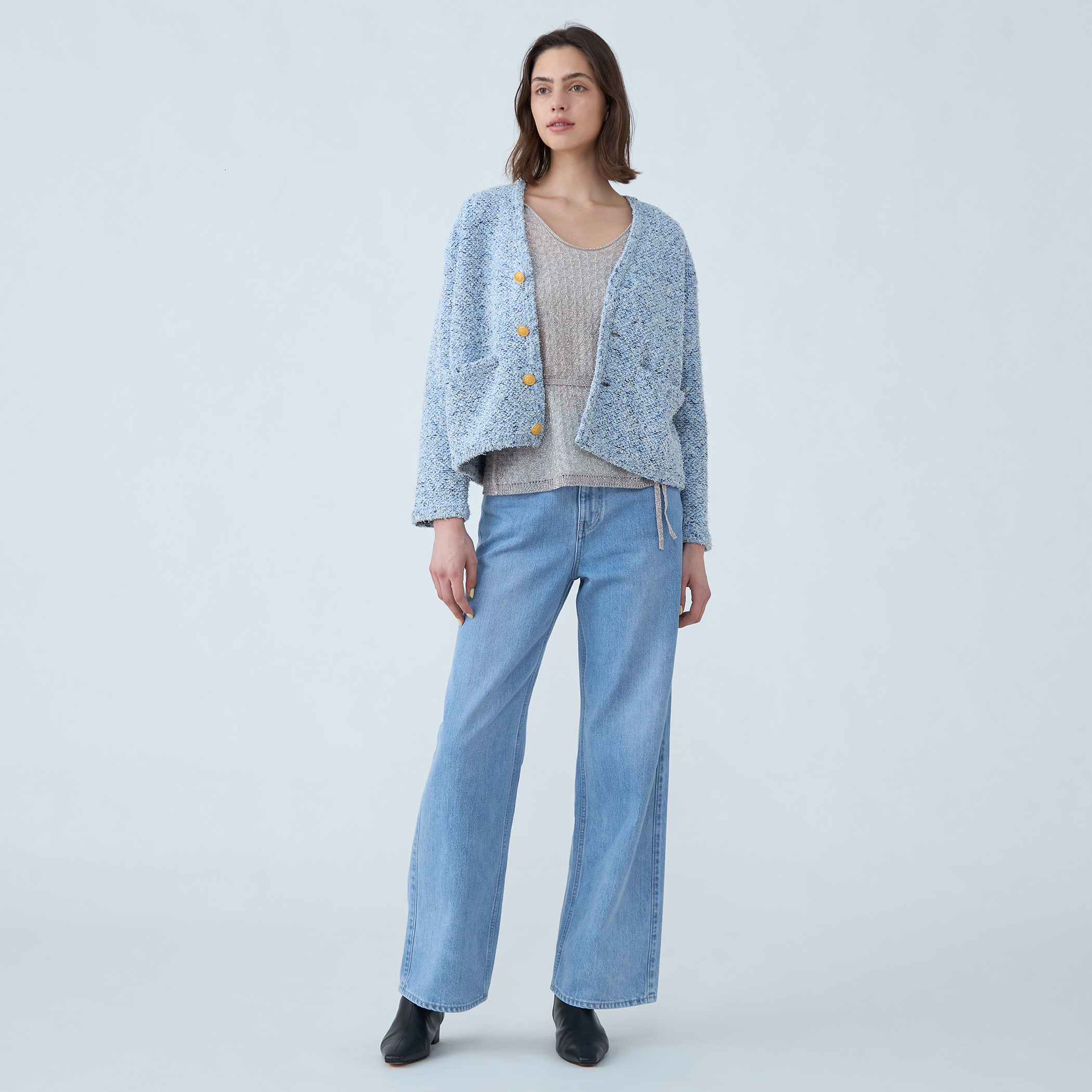 【極美品】MACPHEE 24ss ミックスヤーンニット ツイードカーディガン セール】 ミックスヤーンツイード Vネックカーディガン （ニット