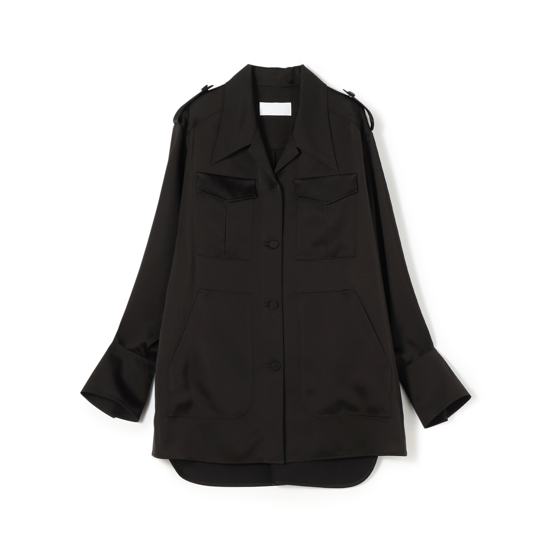 Mame Kurogouchi Triacetate Satin Military Style Jackt