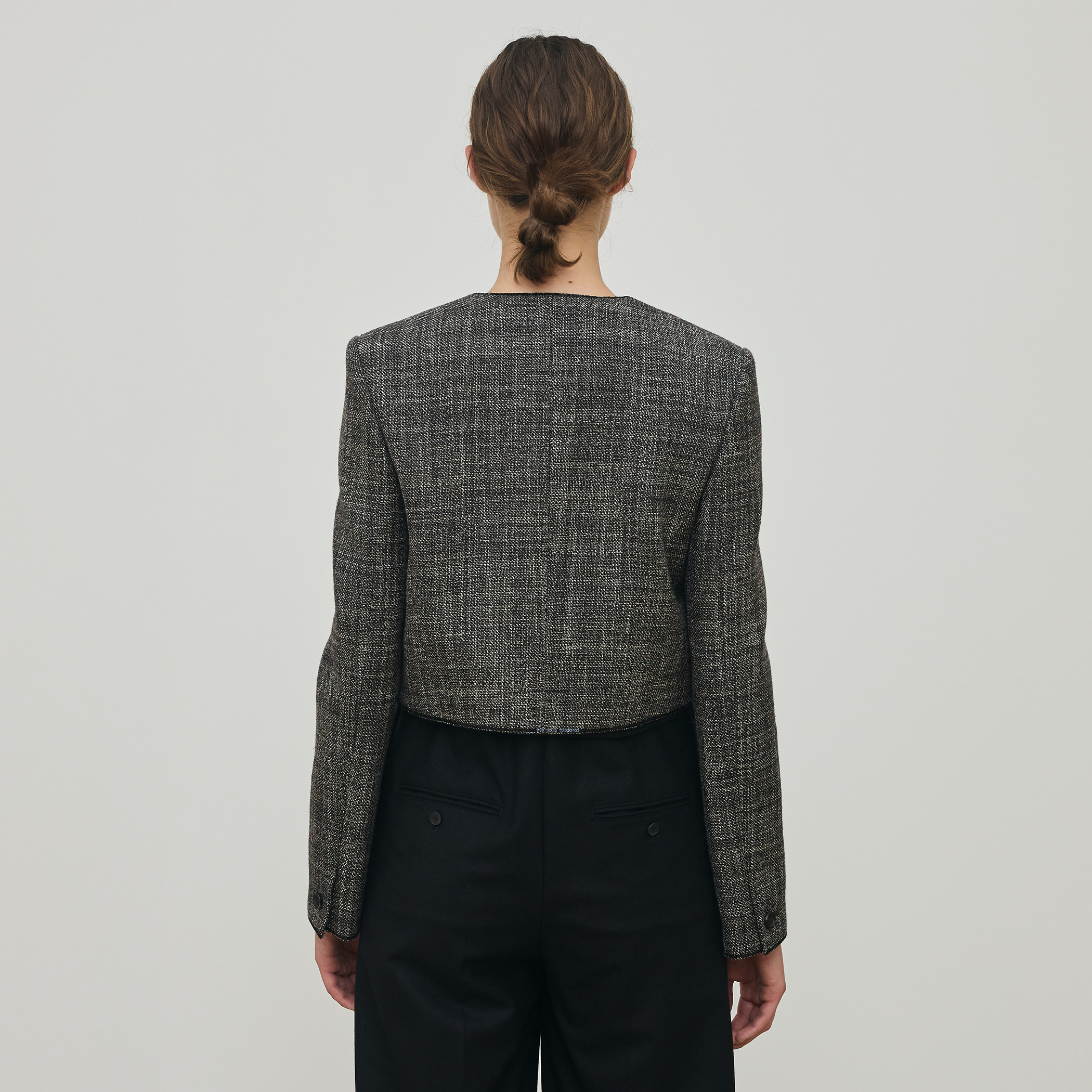 ウールリネンツイード クロップドジャケット｜トゥモローランド 公式通販
