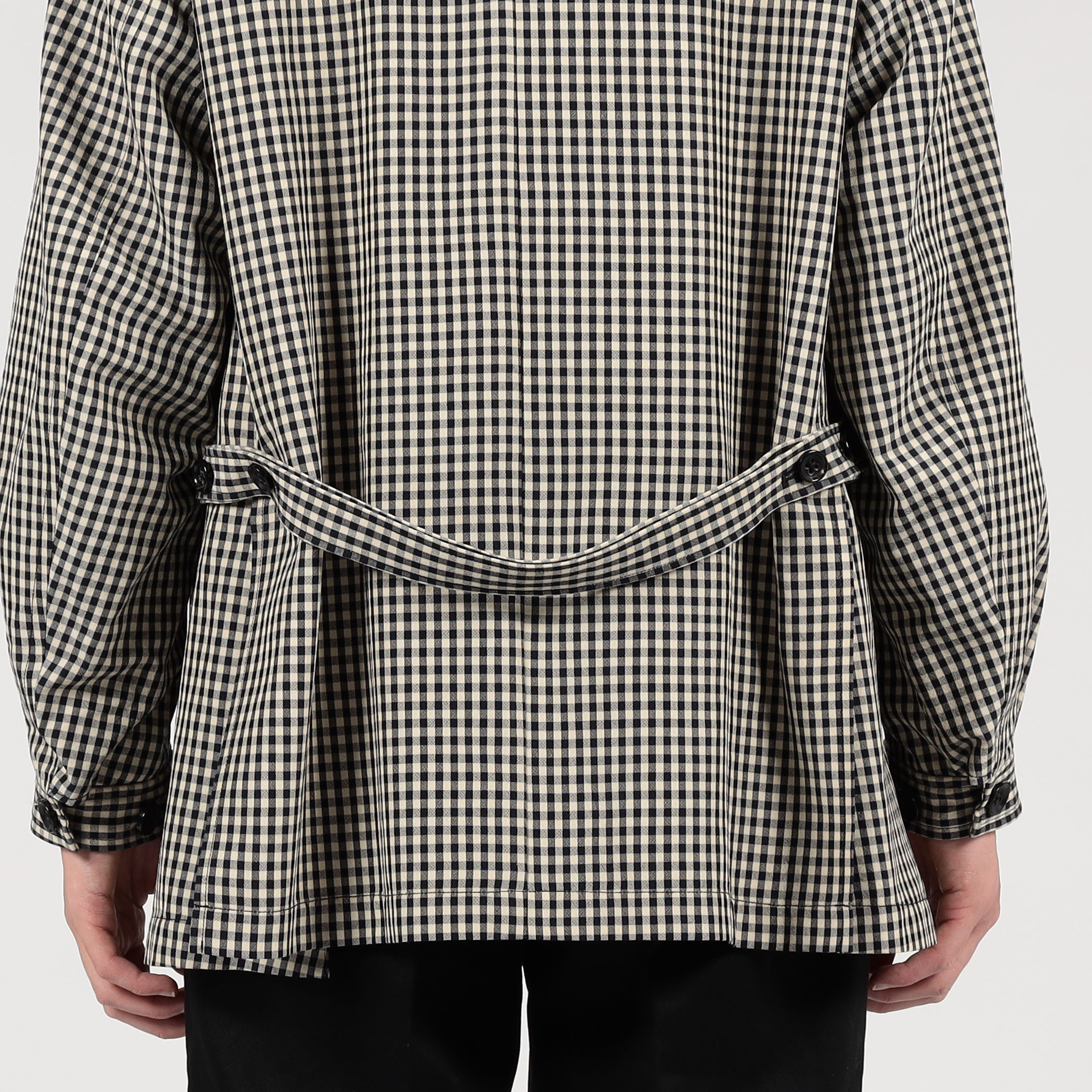 シルクカシミア ギンガムチェック シングルブレステッド ショート