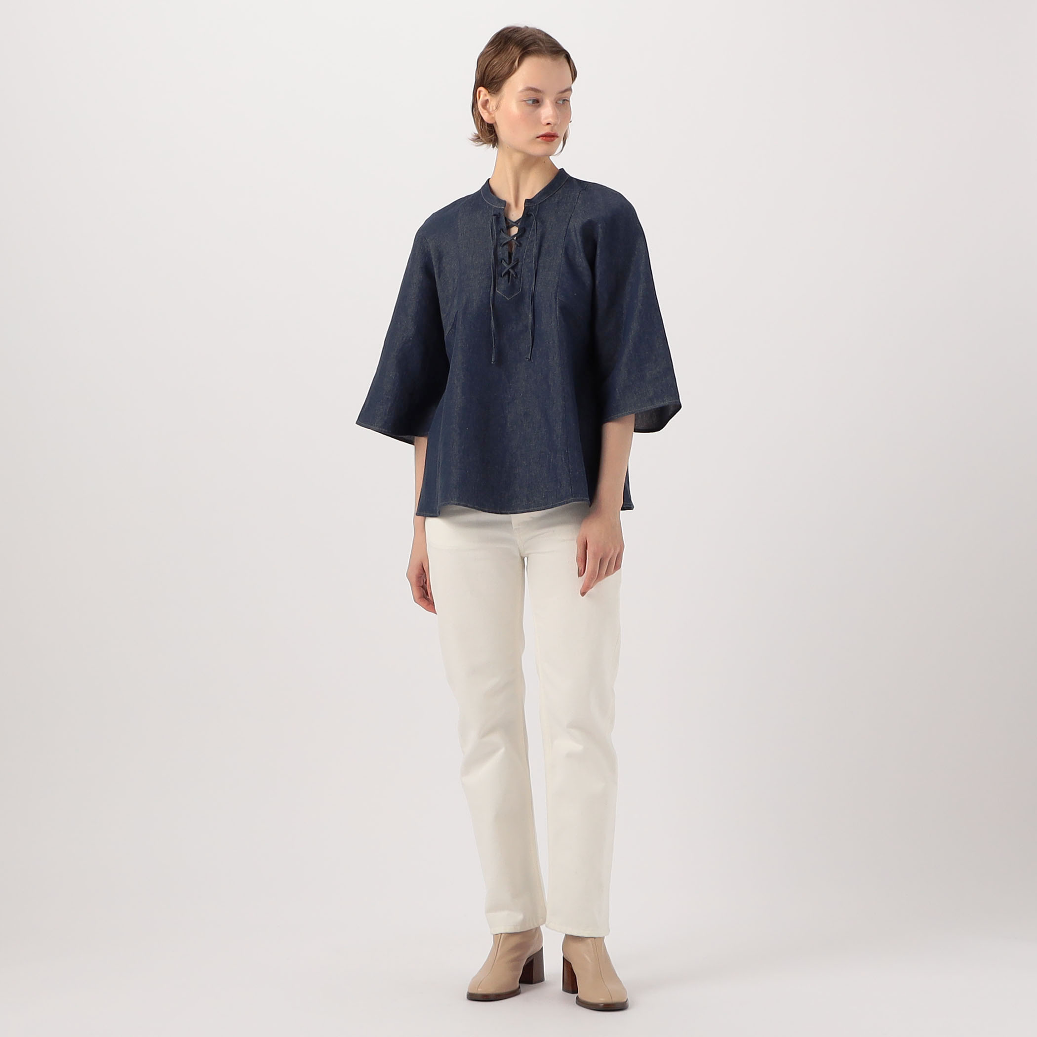 リアクティブデニム レースアップブラウス｜トゥモローランド 公式通販