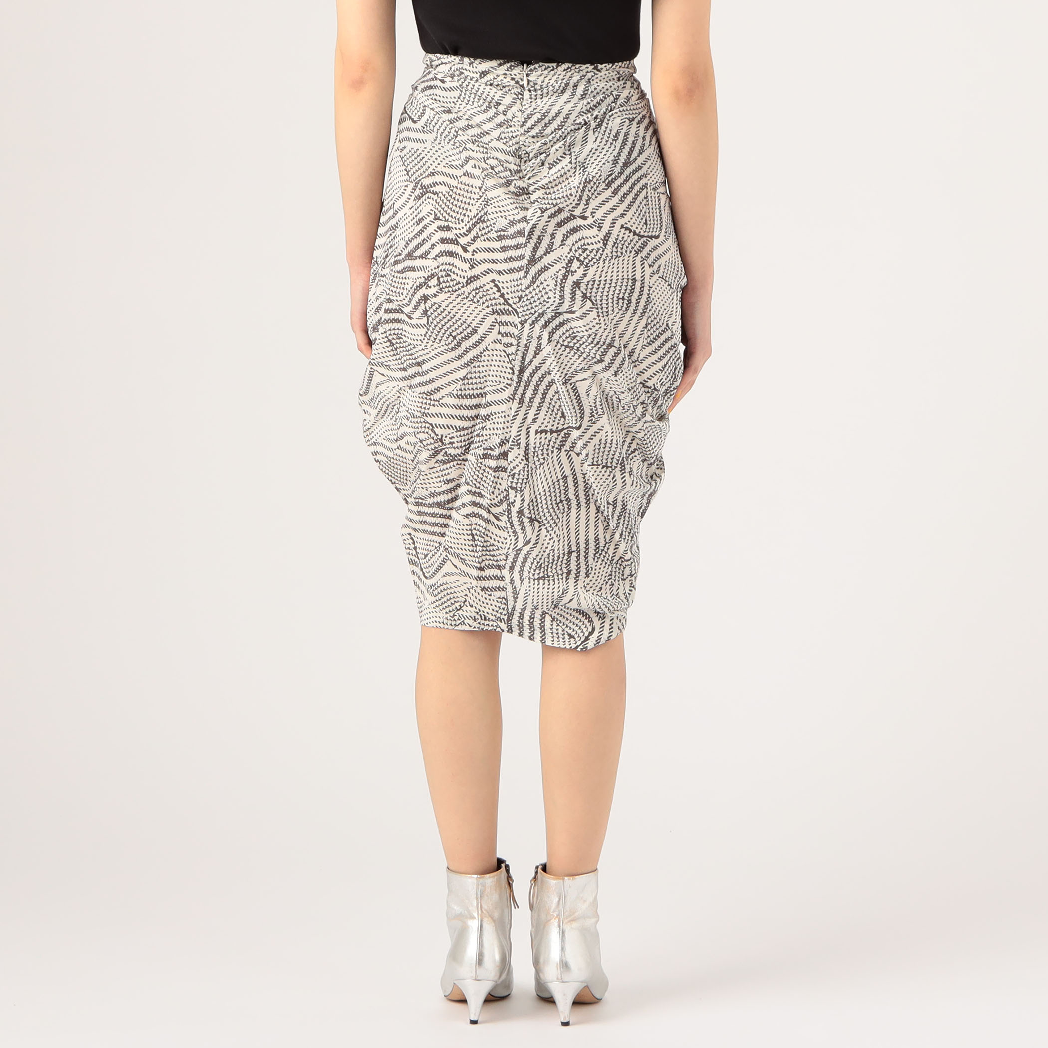 Isabel Marant★LISANNE シルク混 ミディ スカート 関税込み LISANNE SKIRT Woman black and ecru | ISABEL MARANT Official