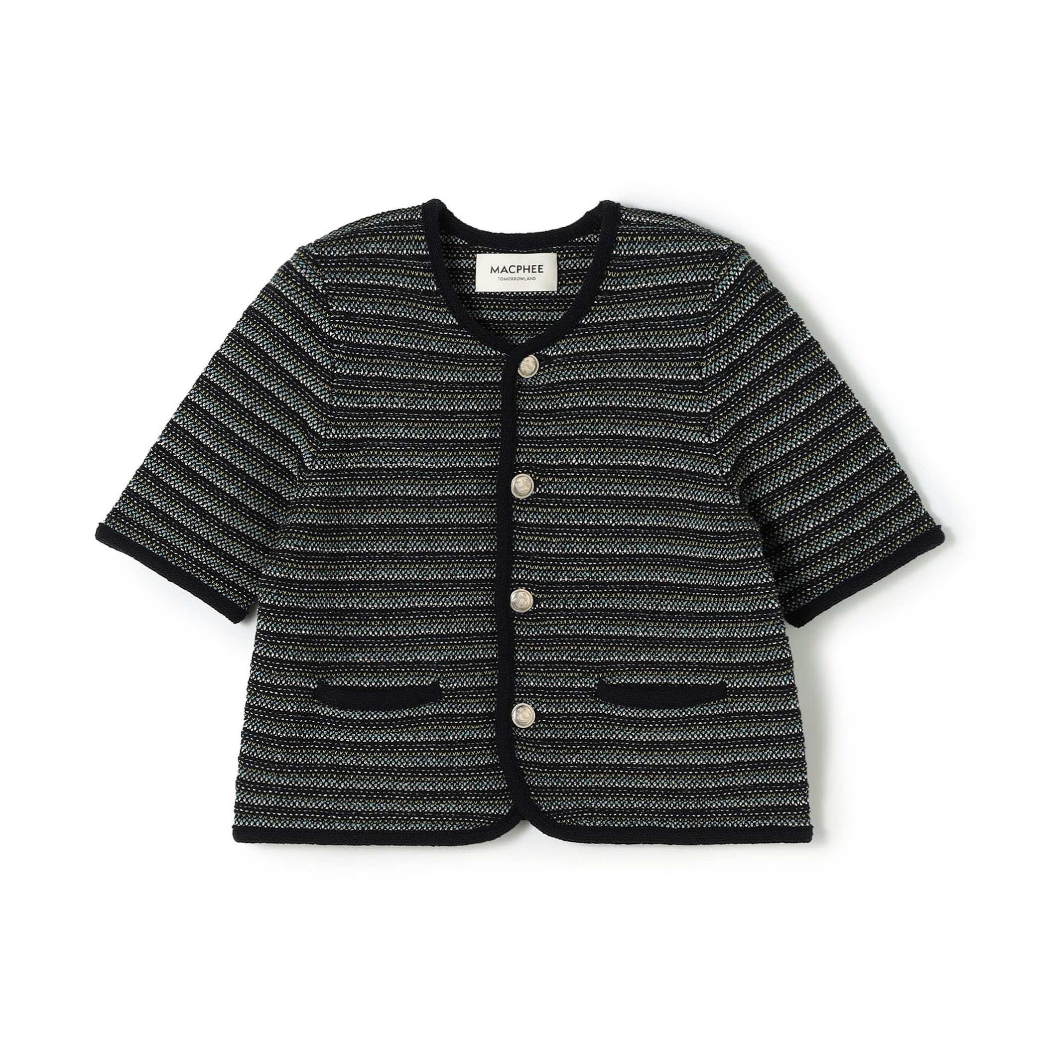 ジャカードボーダー ハーフスリーブジャケット