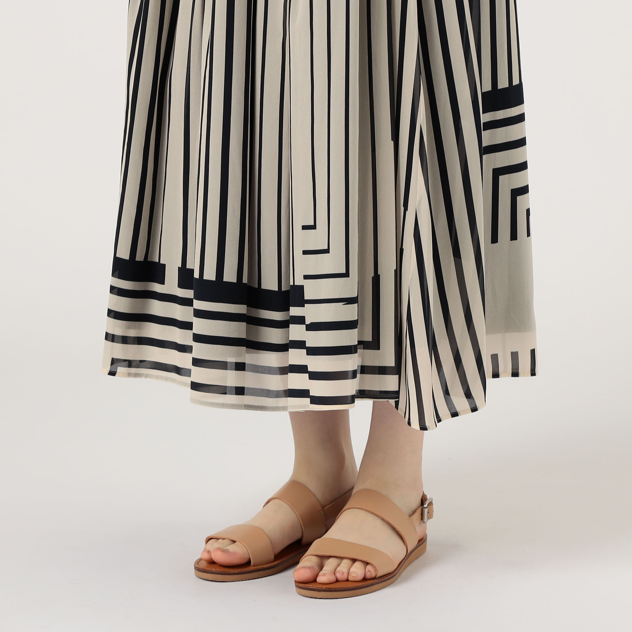 ストライプシルクストレッチ イージータックスカート