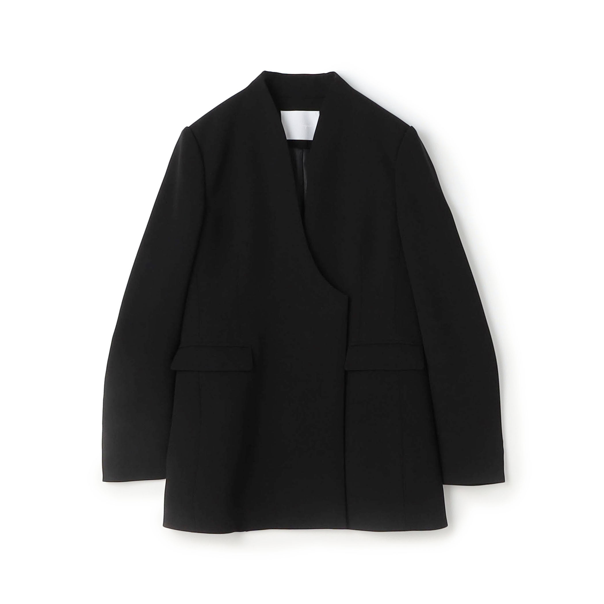 Mame Kurogouchi Collarless Double Breasted Suit Jacket