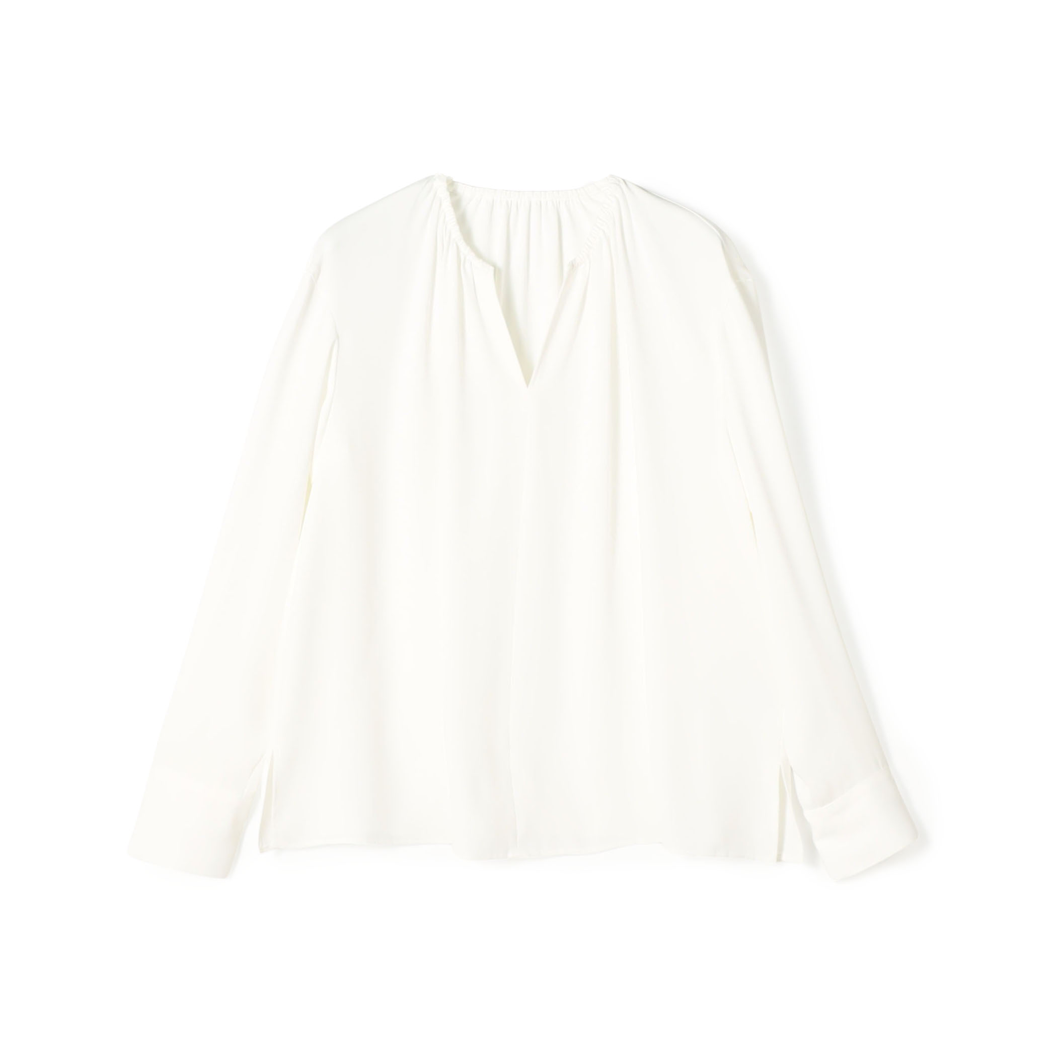 【WEB先行予約】マットサテン ギャザーネックブラウス