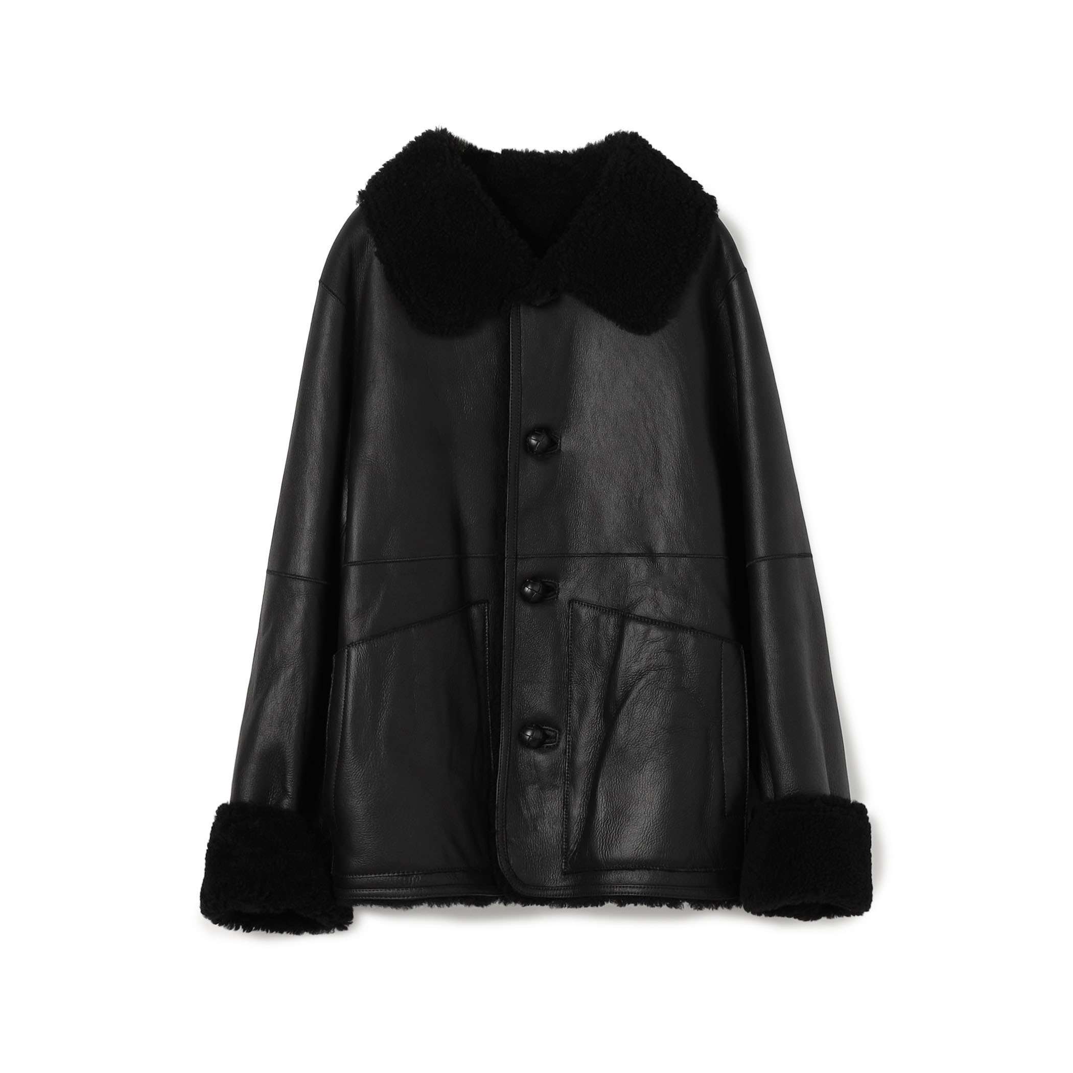 edition pourell リバーシブル ラムレザー ムートンコート