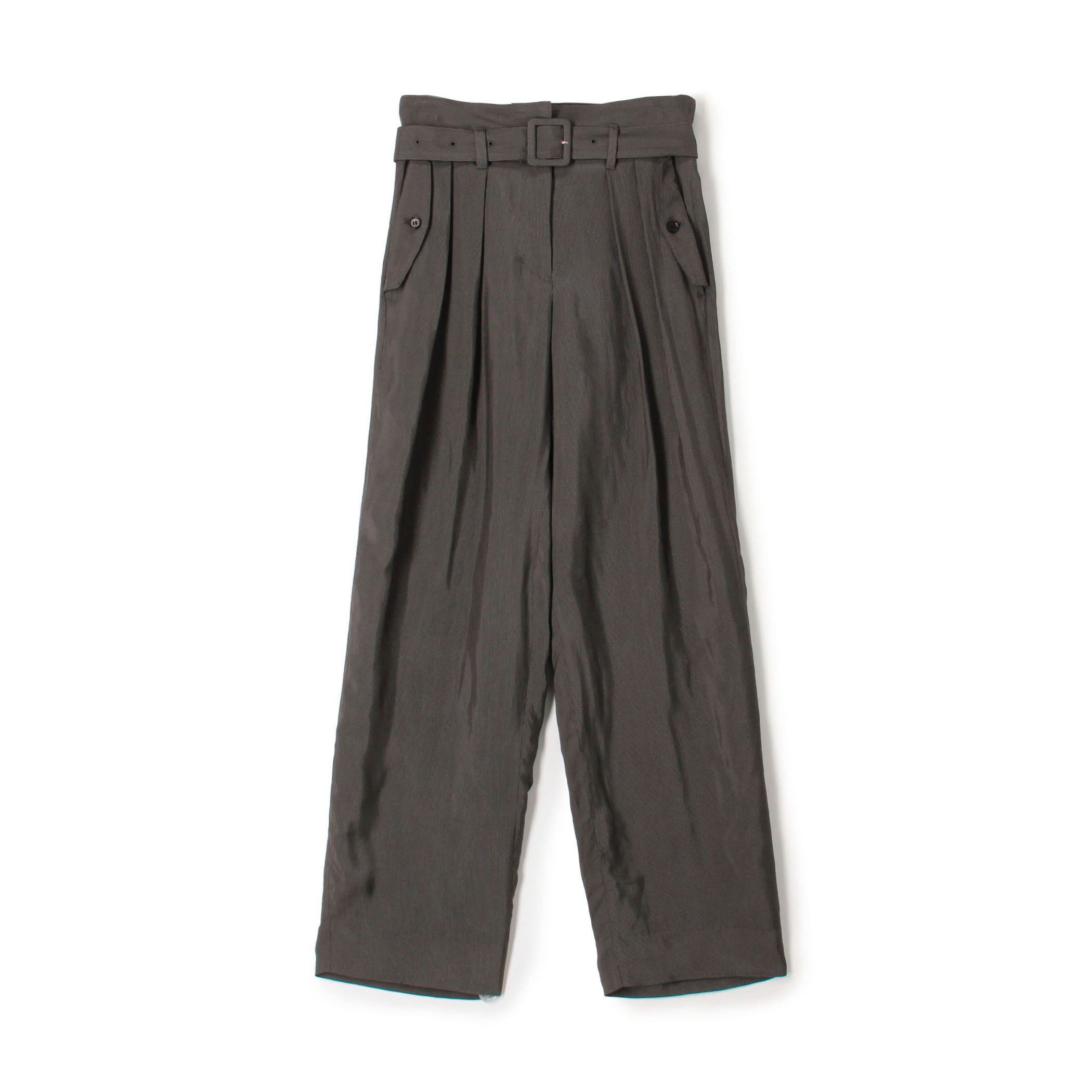 レーヨンハウンドトゥース ベルテッド2タックパンツ