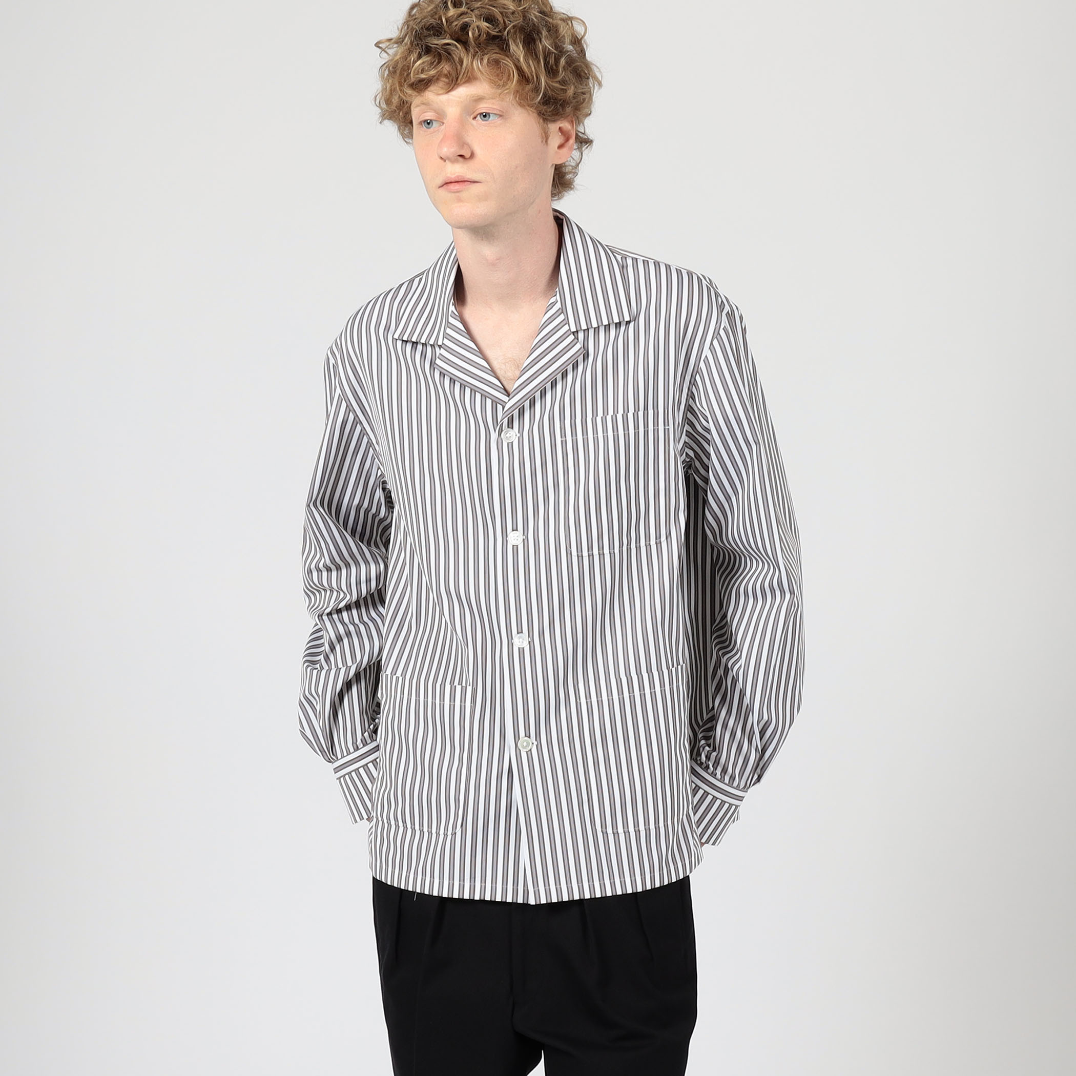 た*る様 FRAY ✖️ スタイリスト私物　コットンポプリンシャツ 別注】BOURRIENNE GLOBETROTTER コットンポプリン ストライプシャツ