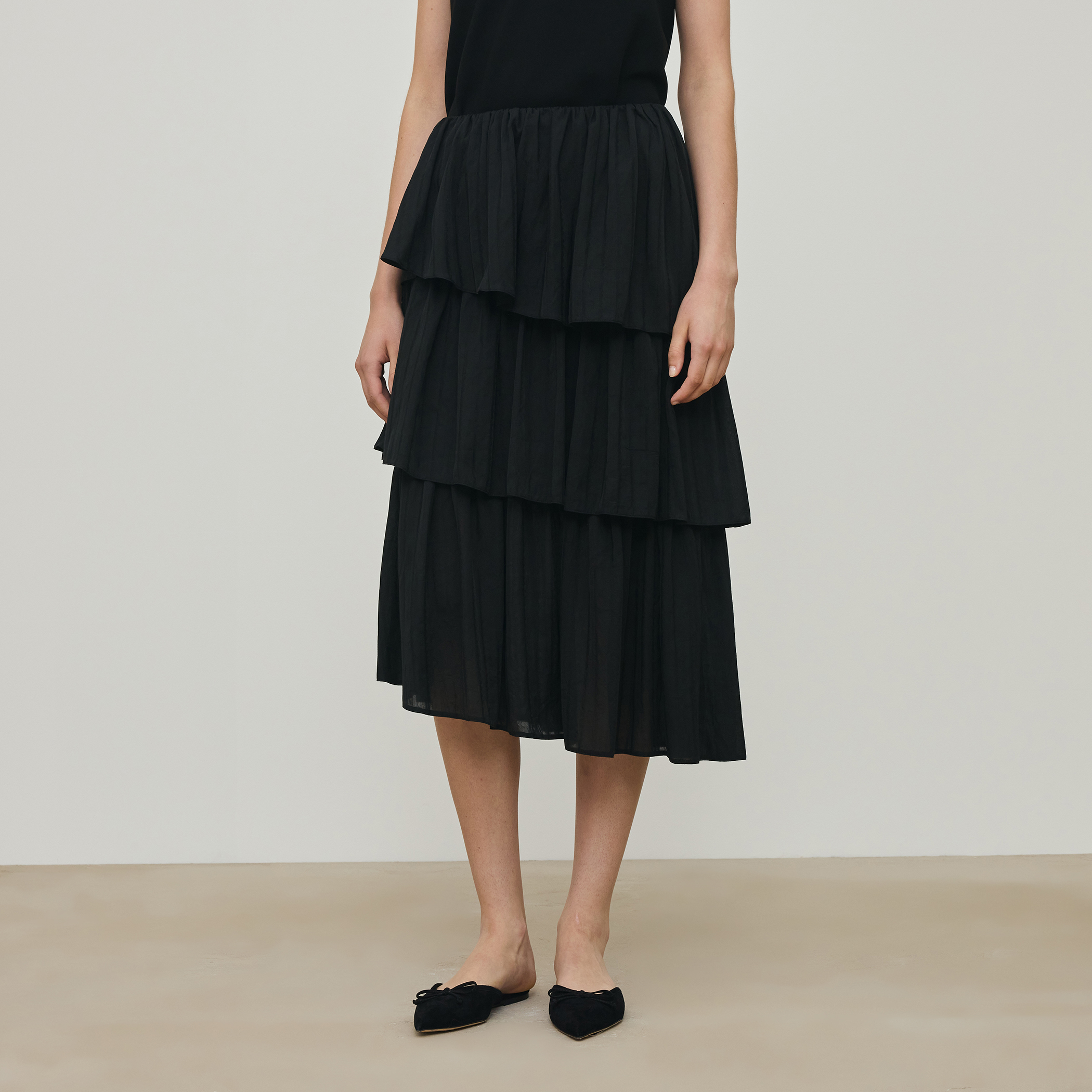 ドットストライプジャガード ティアードスカート｜トゥモローランド