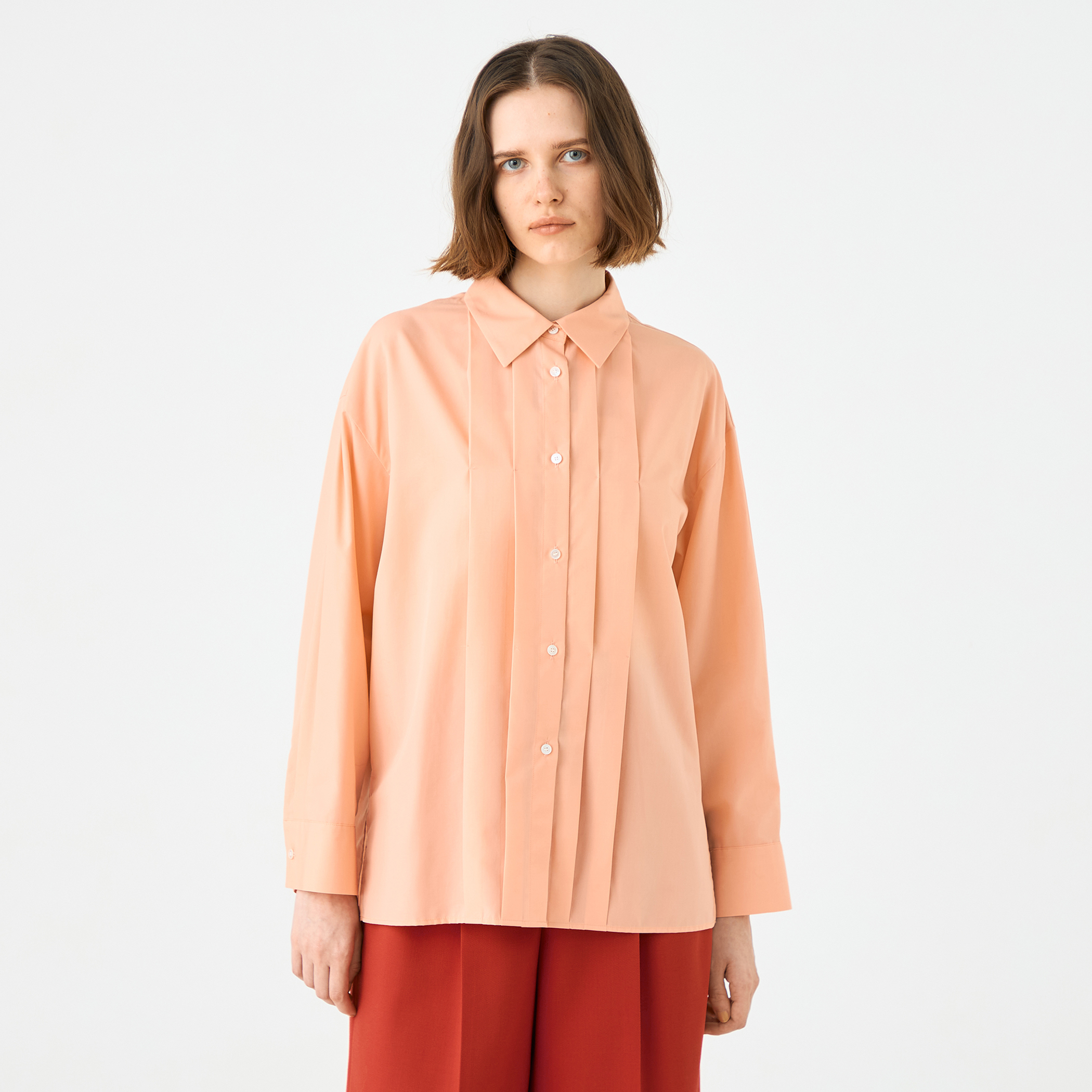 Charvetシャルベ　フロントピンタック コットンポプリン 長袖シャツ Charvetシャルベ フロントピンタック コットンポプリン 長袖シャツ