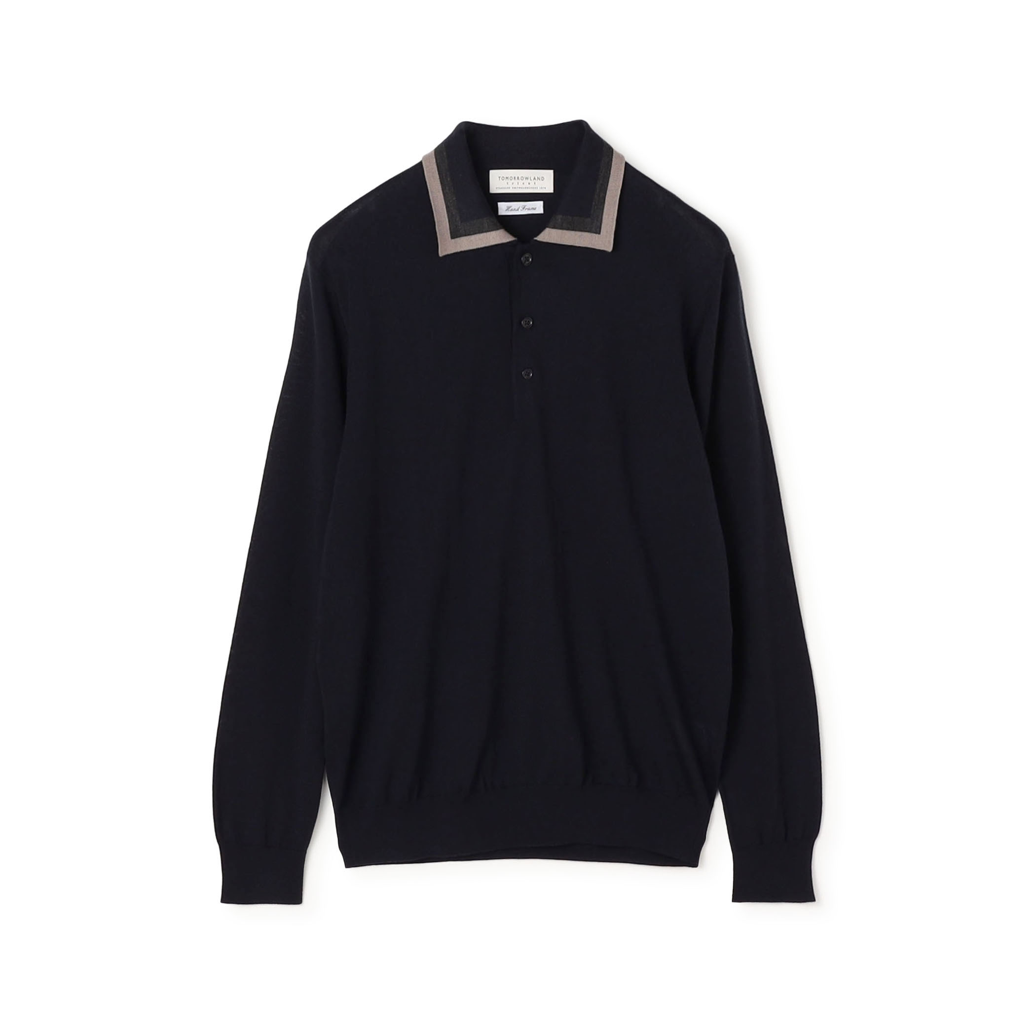 TOMORROWLAND tricot スーパーファインメリノウール ラインニットポロシャツ S-WOOL