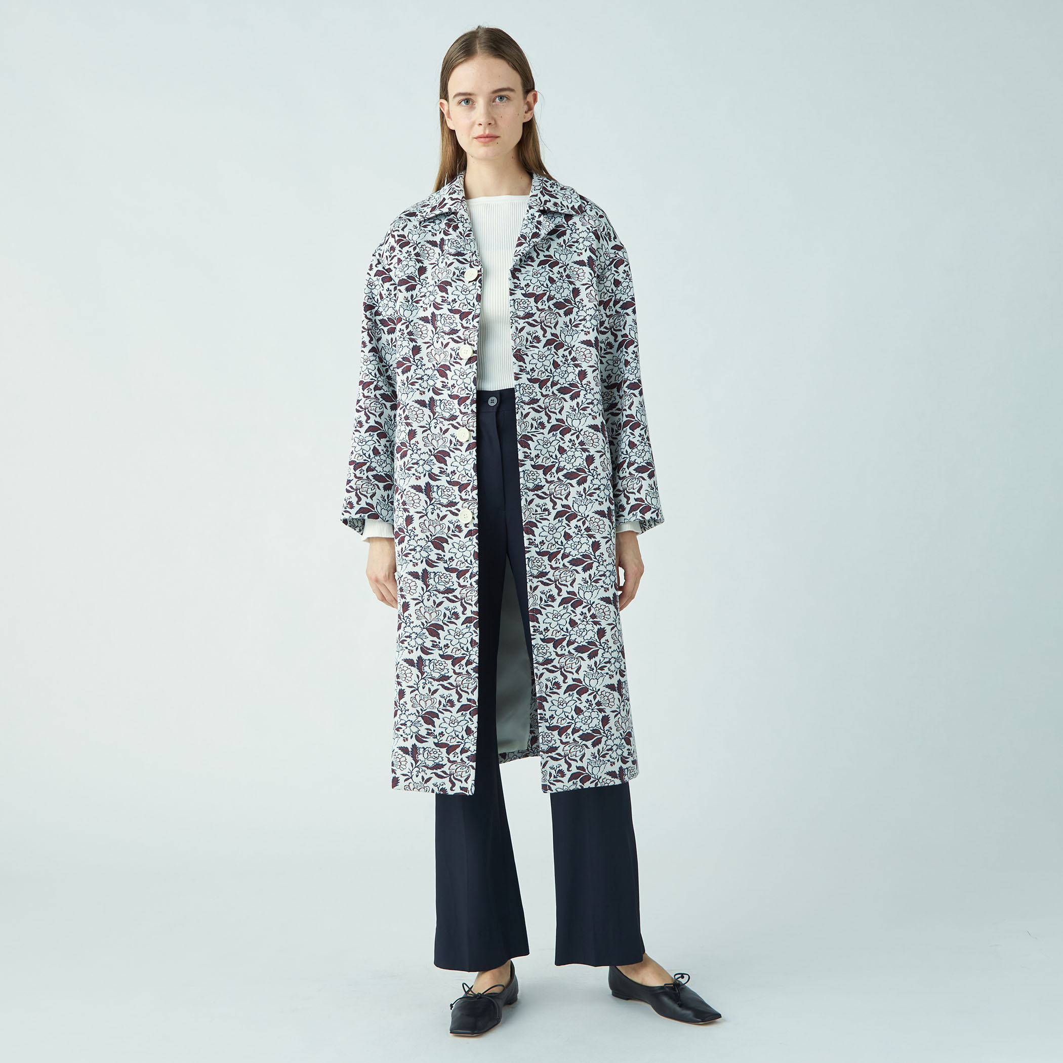 ポリエステルレーヨンジャカード チェスターコート｜トゥモローランド