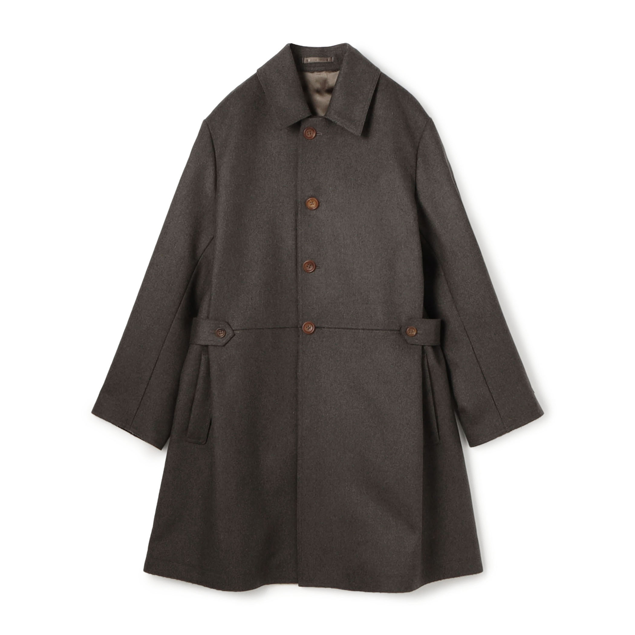 【美品】トゥモローランド カシミヤ＆タスマニアウール メルトンウール コート M □ウールカシミヤ メルトン ベルテッド ステンカラーコート