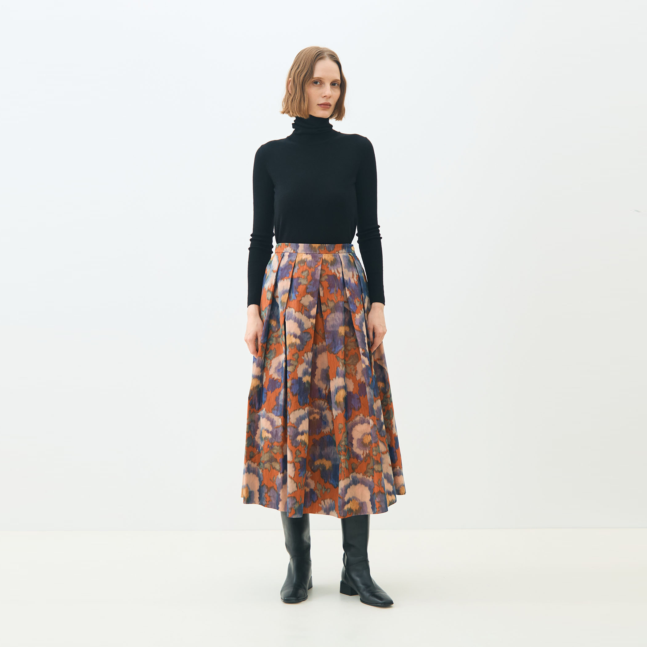 TOMOROWLAND ヴァーミリオンプリント タックスイングスカート ヴァーミリオンプリント タックスイングスカート｜トゥモローランド