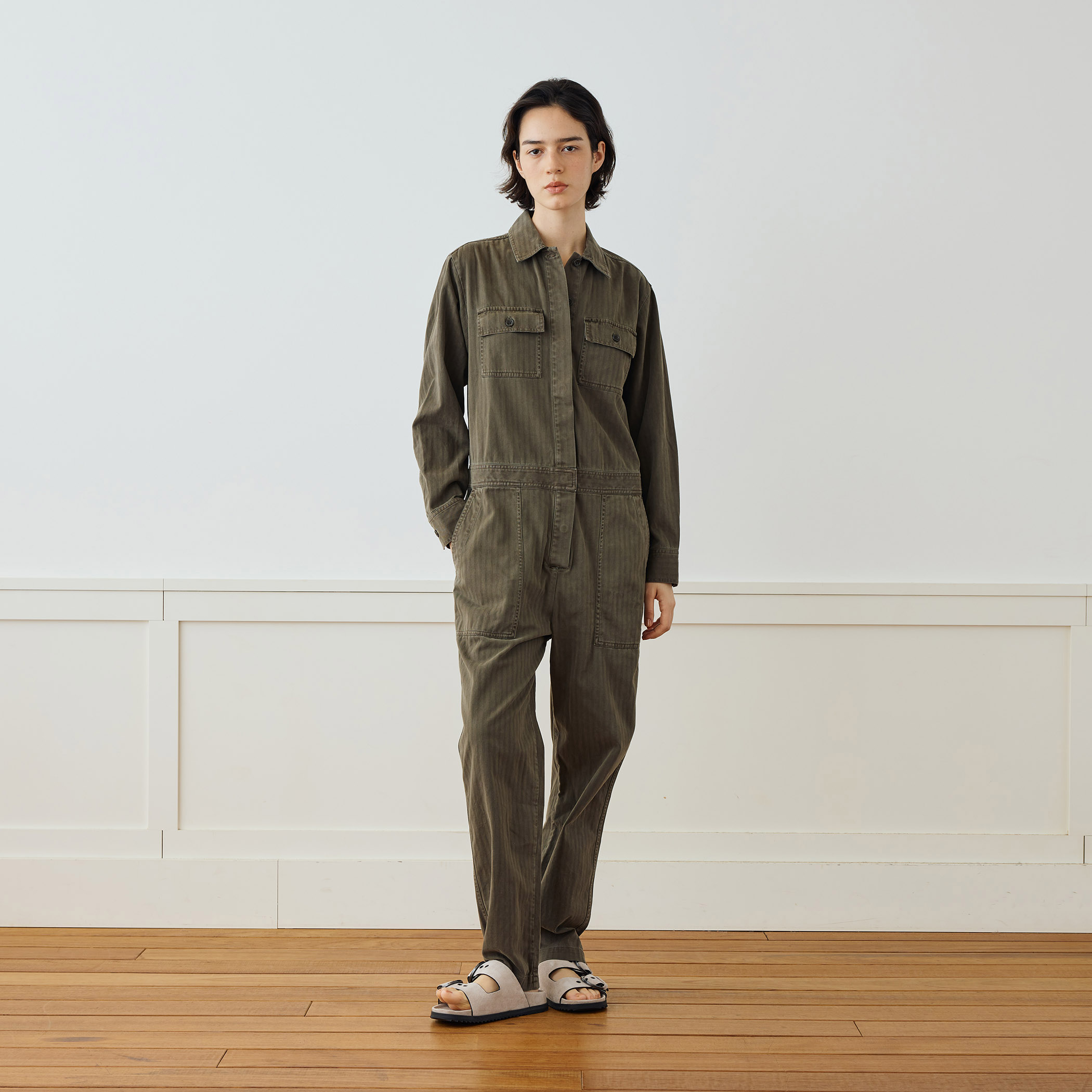 ストレッチヘリンボーン ジャンプスーツ WHBS6963｜トゥモローランド