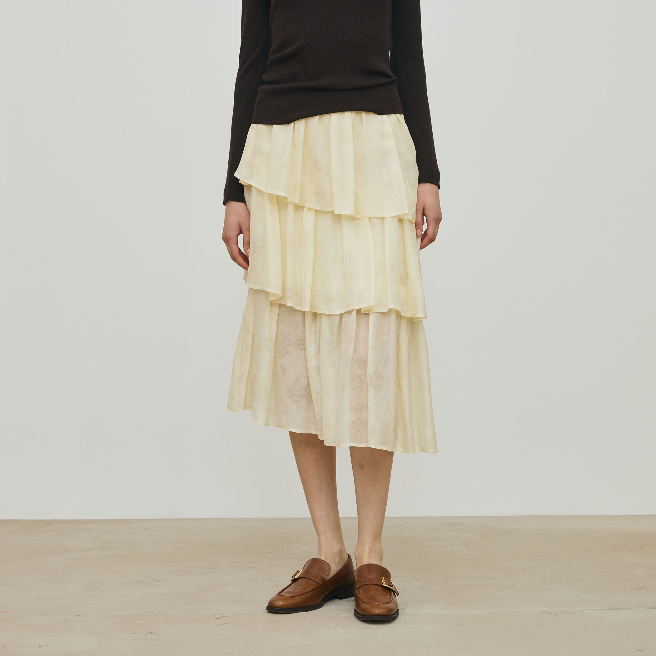 ムービングシャドウ ジャガード ティアードスカート｜トゥモローランド