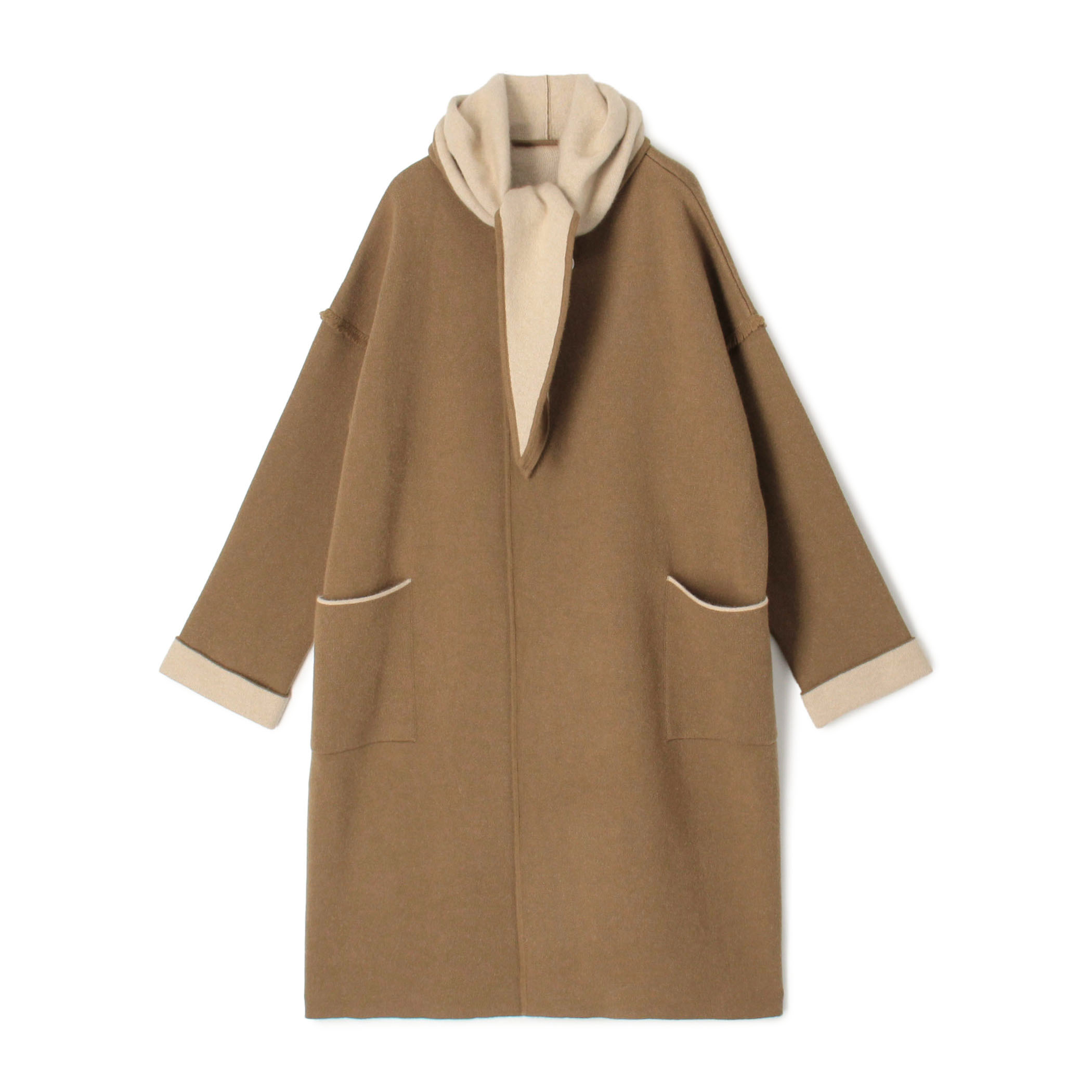 モンゴルカシミヤ フーデッドニットコート