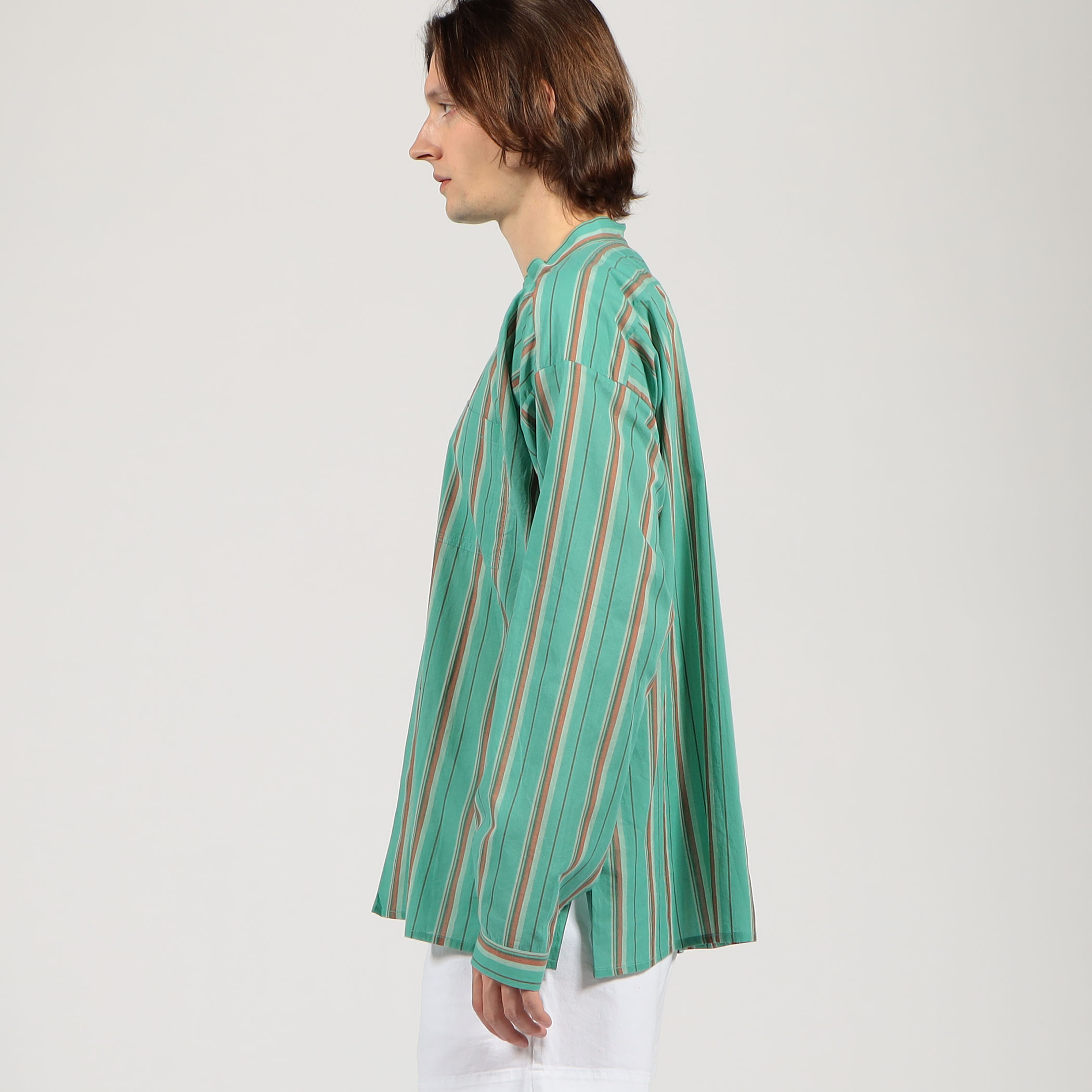 erEvan LICES SHIRT コットン バンドカラープルオーバーシャツ