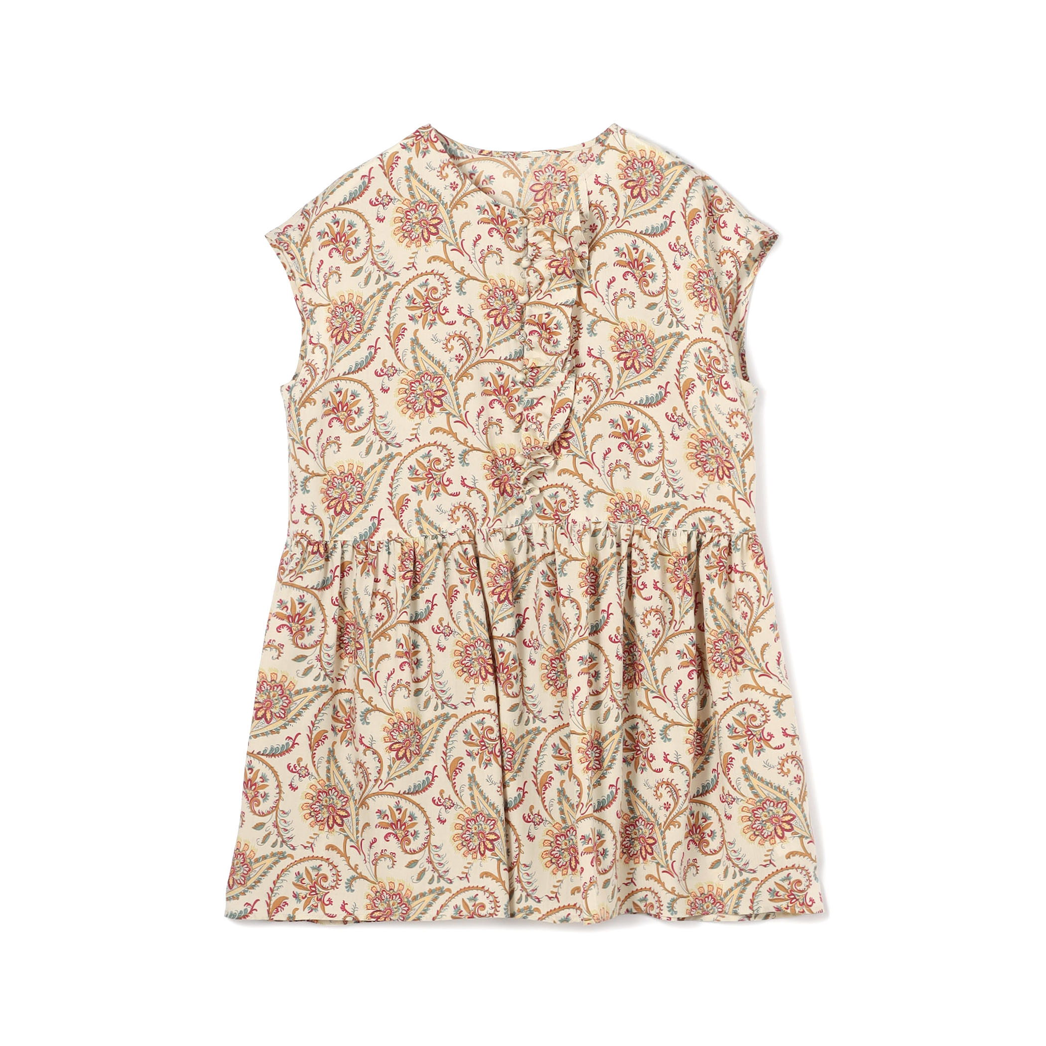 レーヨンプリント アシンメトリーフリルブラウス