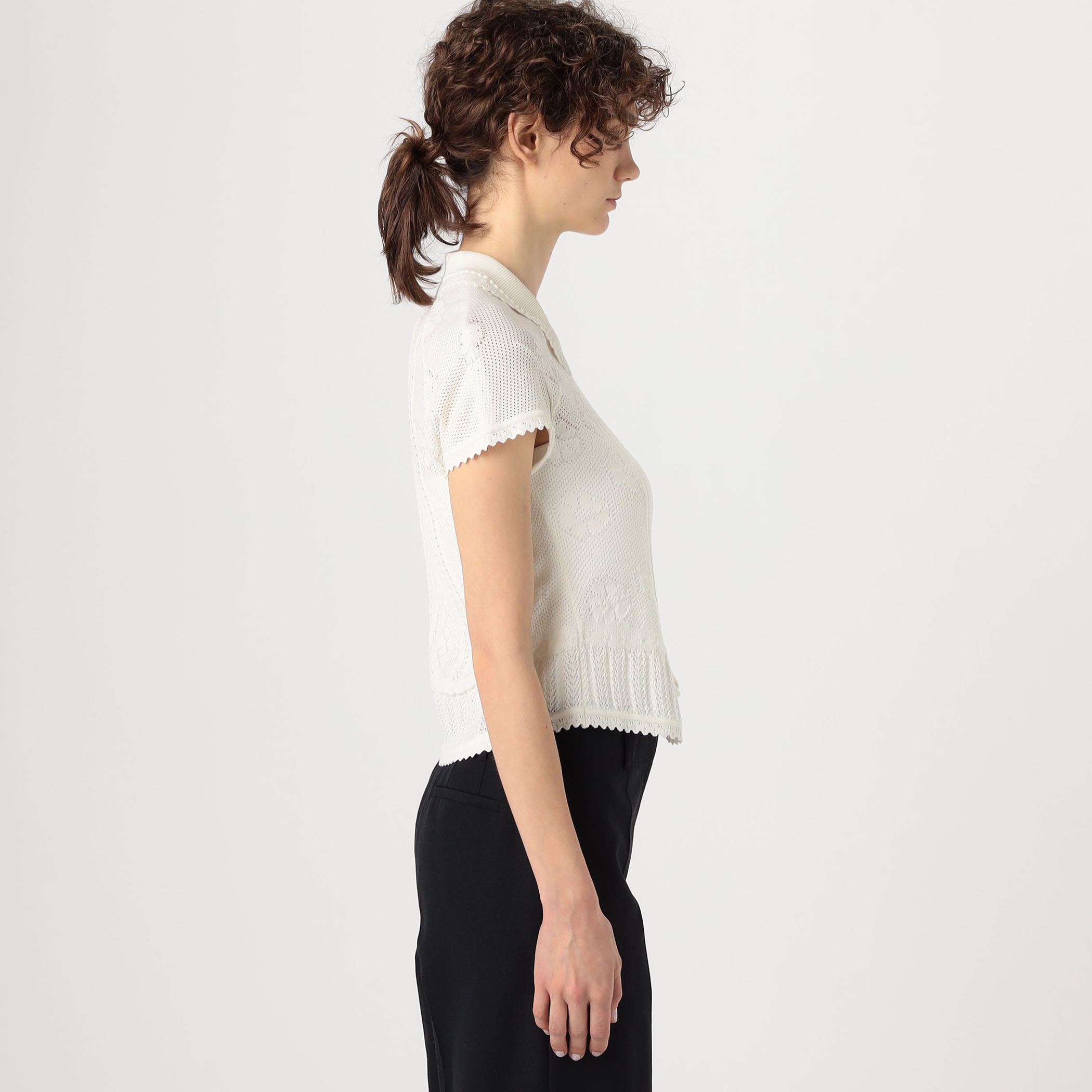 Mame Kurogouchi Lace Stripe Knitted Top｜トゥモローランド