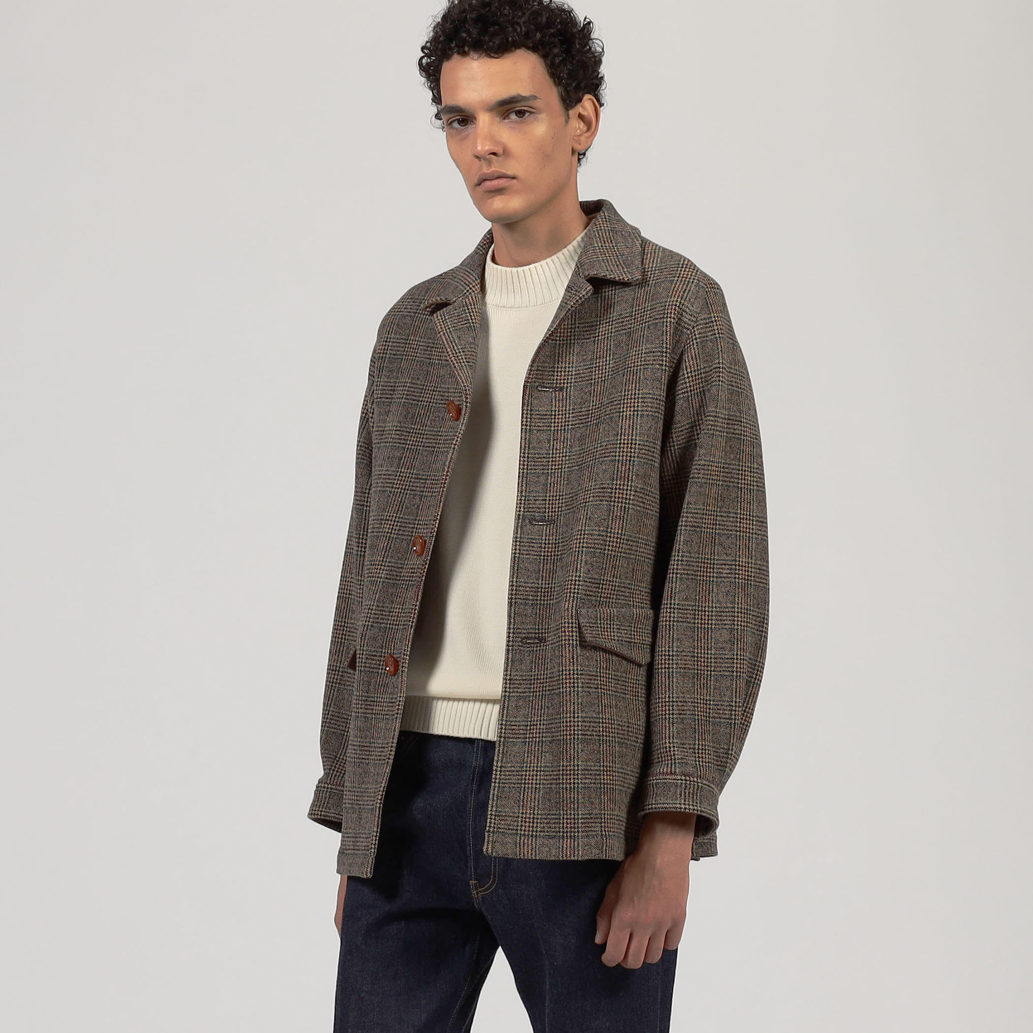 ウールナイロンポリウレタン 2WAYストレッチ ハーフコート