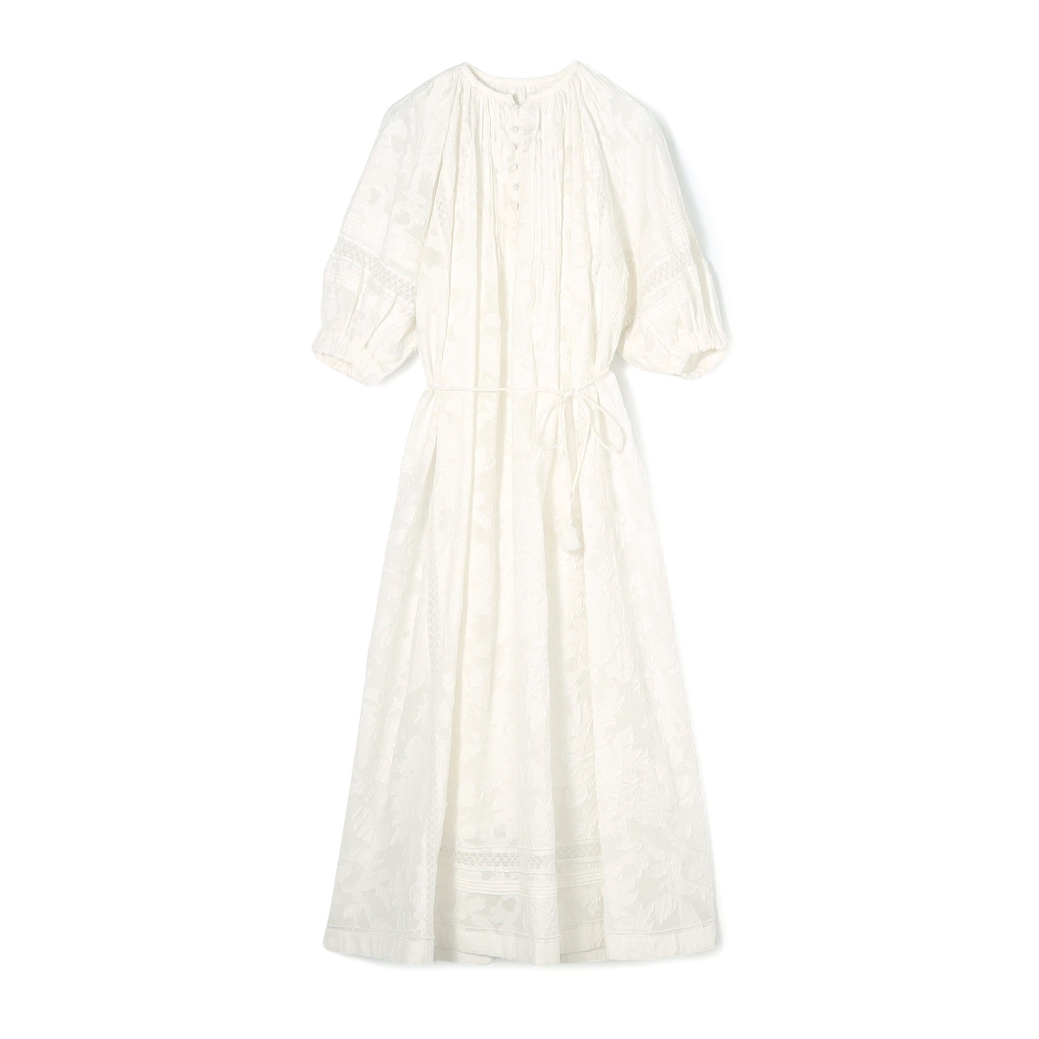 コットンカットジャカード パフスリーブワンピース