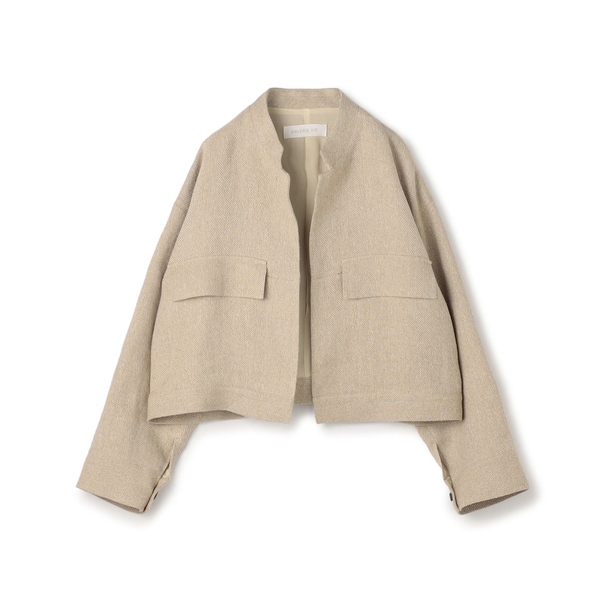 リネンシルクツイード スタンドカラーブルゾン