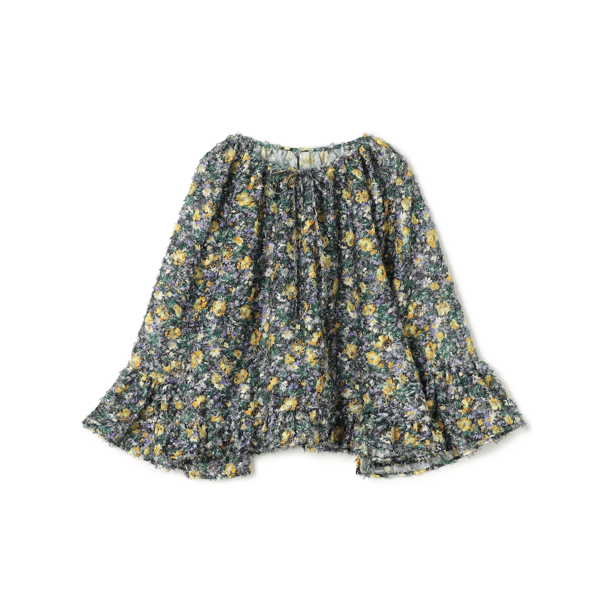 ラメカットジャカード フリルブラウス