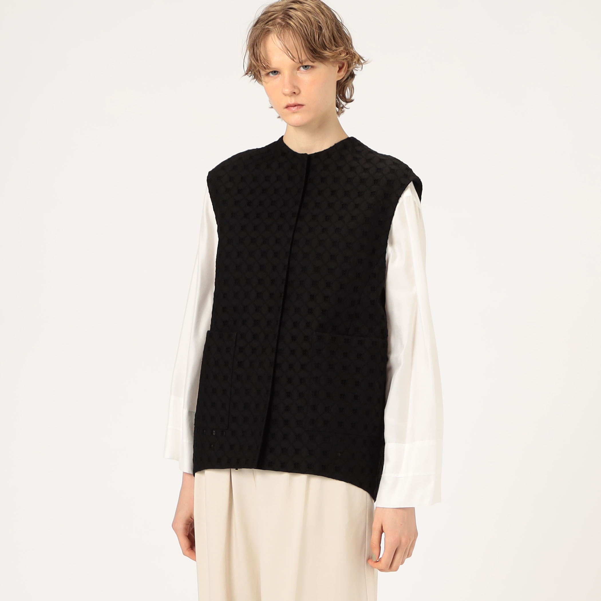 ✨完売品✨ トゥモローランド コレクション スラブシェパード コクーンジレ TOMORROWLAND （トゥモローランド）の「スラブシェパード コクーンジレ