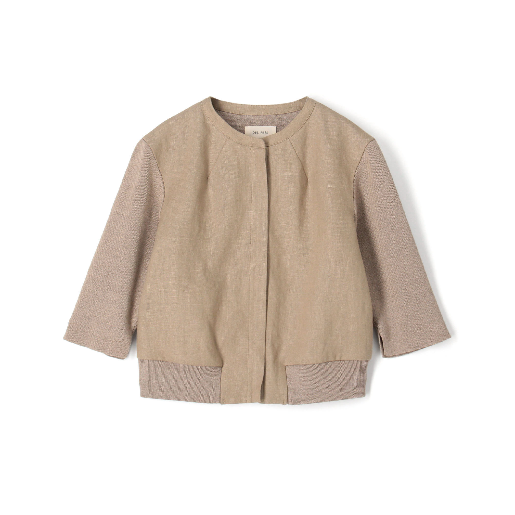 【WEB先行予約】リネンファブリックコンビ ショートニットブラウス