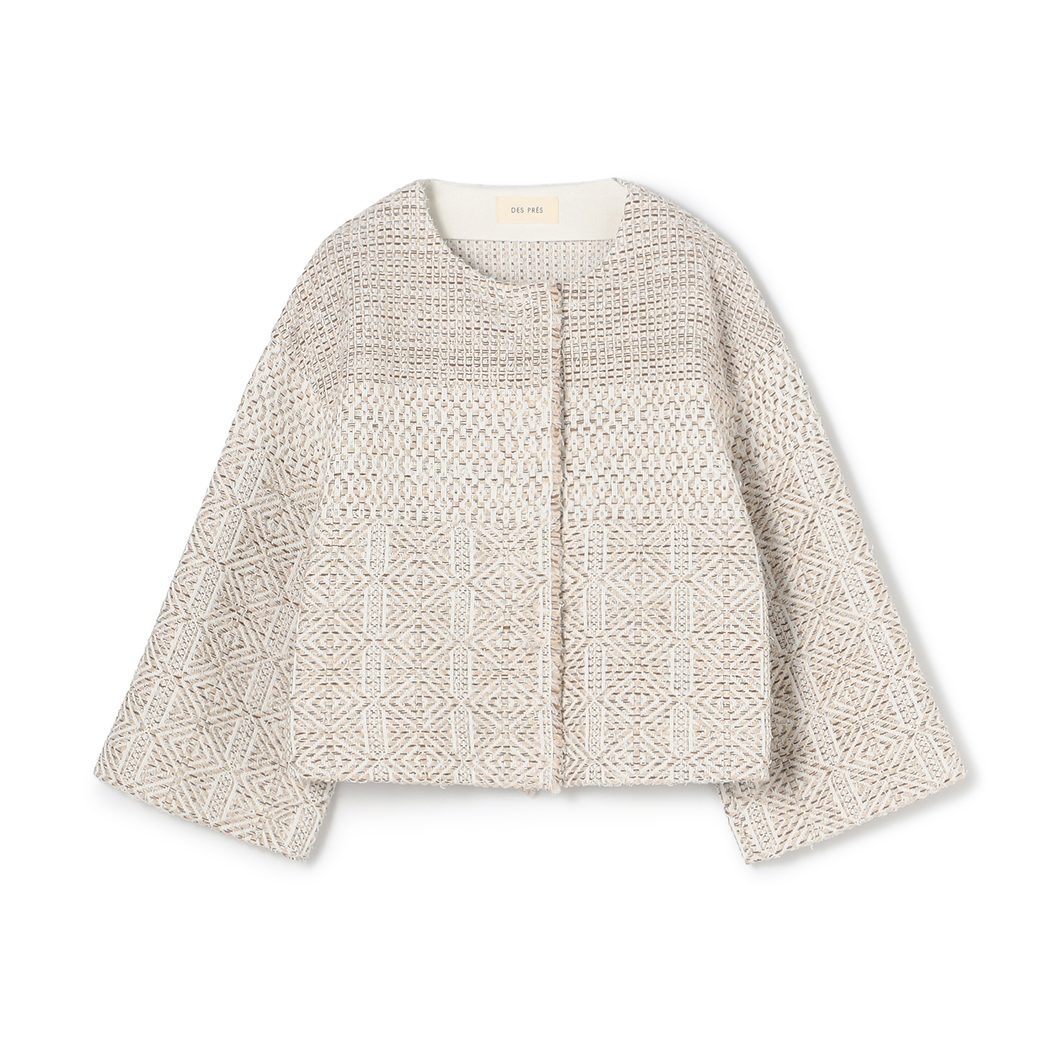 インレイパターン クロップドニットジャケット