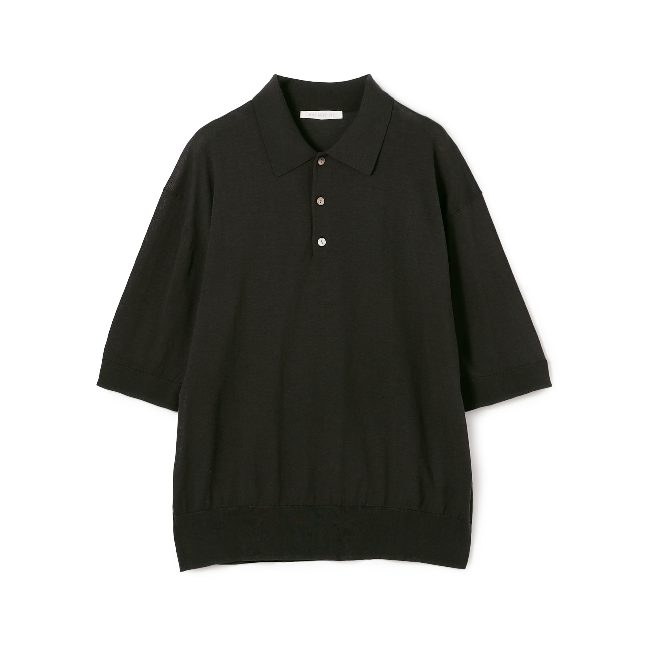 クレープコットン ポロカラープルオーバー