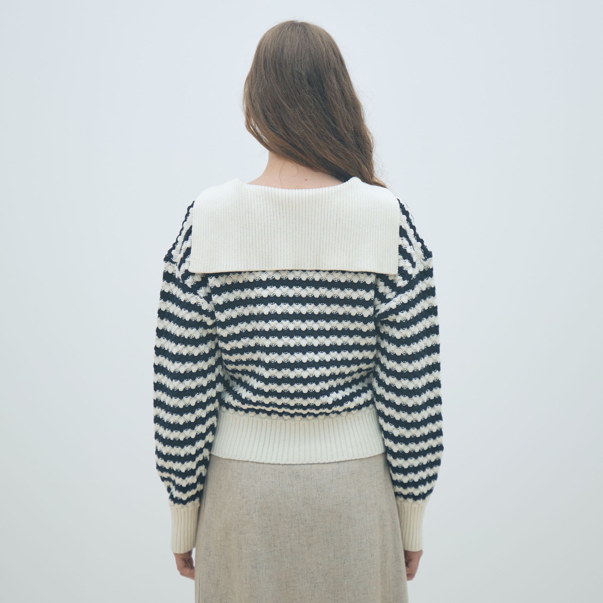 新品☞サウスケープゴルフ　マリンテイストセーラーカラー●ひんやり長袖ニット 新品☞サウスケープゴルフ マリンテイストセーラーカラー○ひんやり