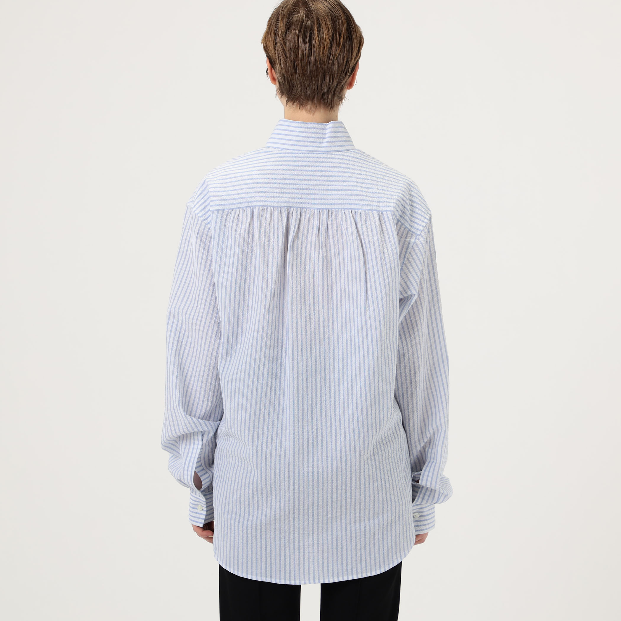 【極美品】BOURRIENNE オープンカラーシャツ BOURRIENNE SCULPTEUR ストライプ オープンカラーシャツ