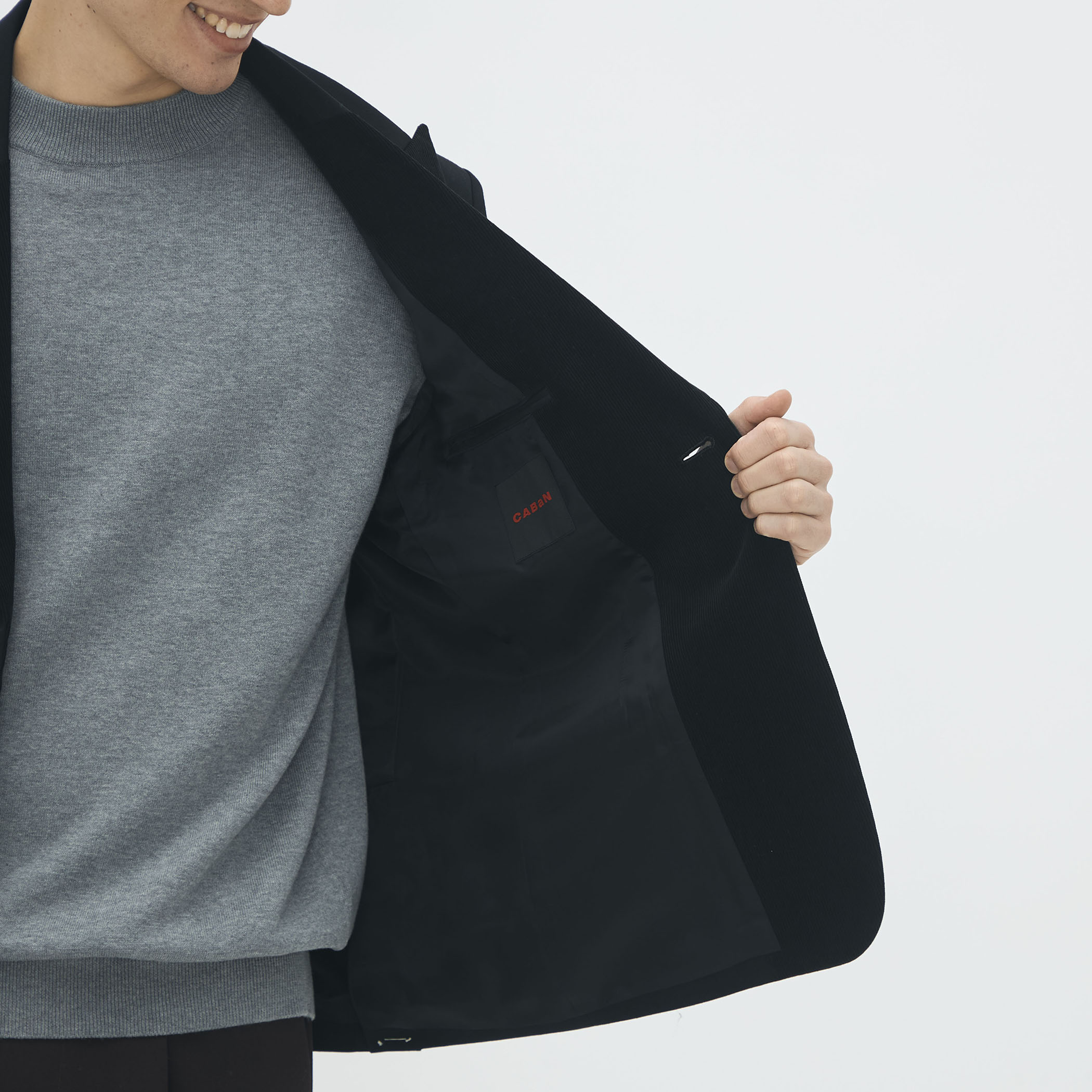 ウールギャバジン コーデュロイラペルテーラードジャケット