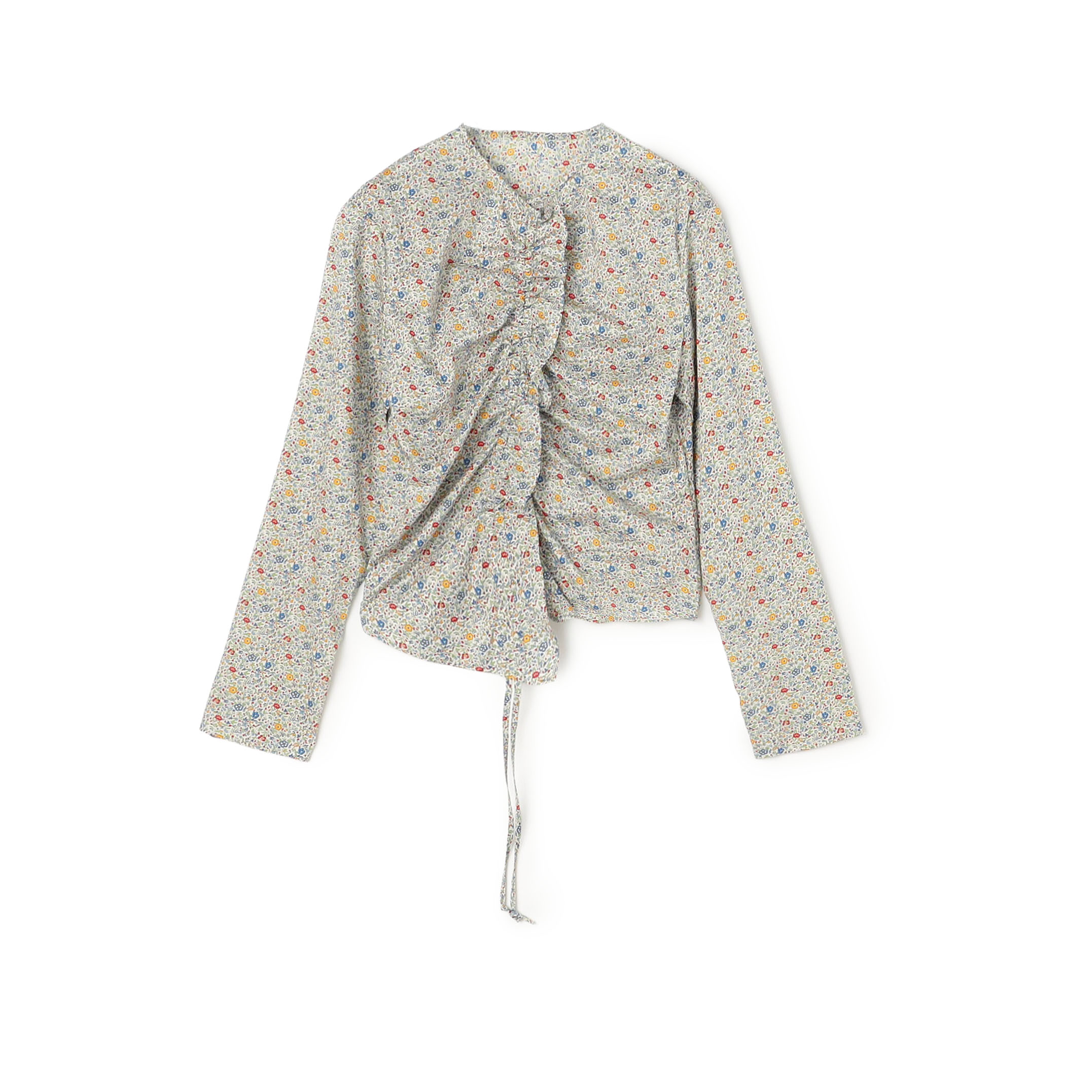 スプリングリバティプリント ギャザーブラウス