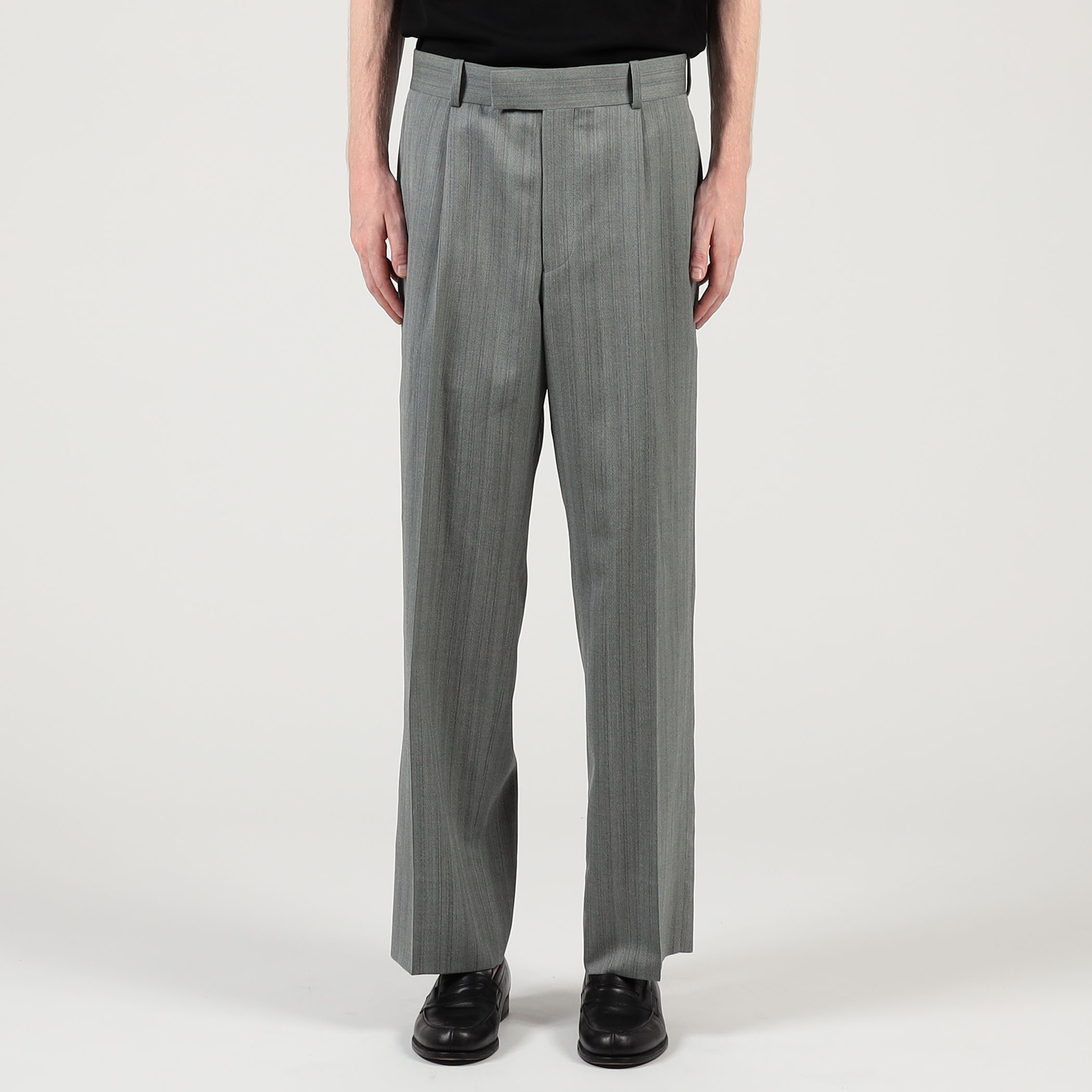 MAATEE&SONS ウールシルクヘリンボーン 1プリーツスラックス