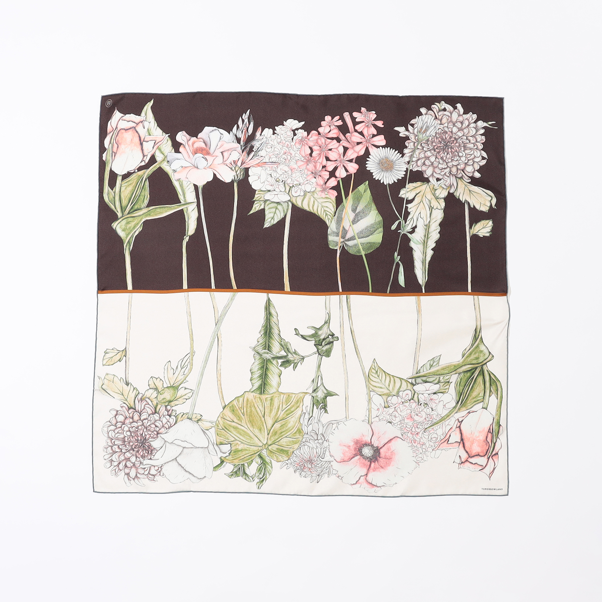 TOMORROWLAND DOUBLE FLOWER シルクスカーフ Atelier TOMORROWLAND DOUBLE FLOWER シルクスカーフ