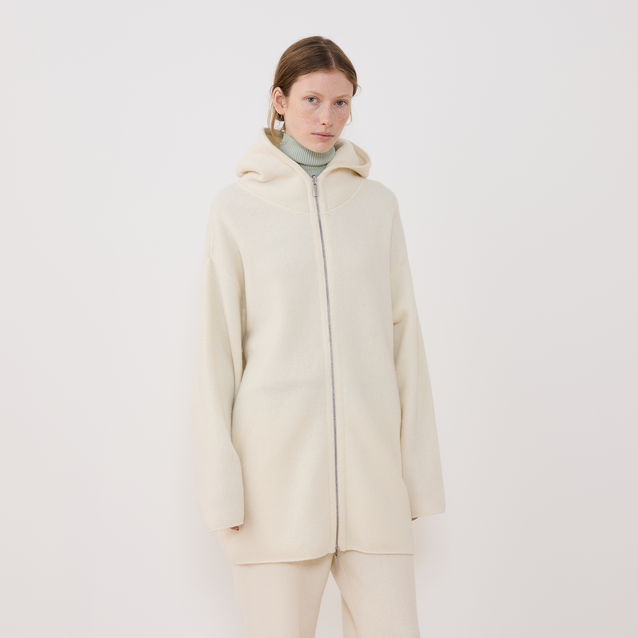 【美品】theory 2WAY フーデッドコート ラビットファー ライナー付き ウールダブルフェイスパイル 2-wayフーデッドコート