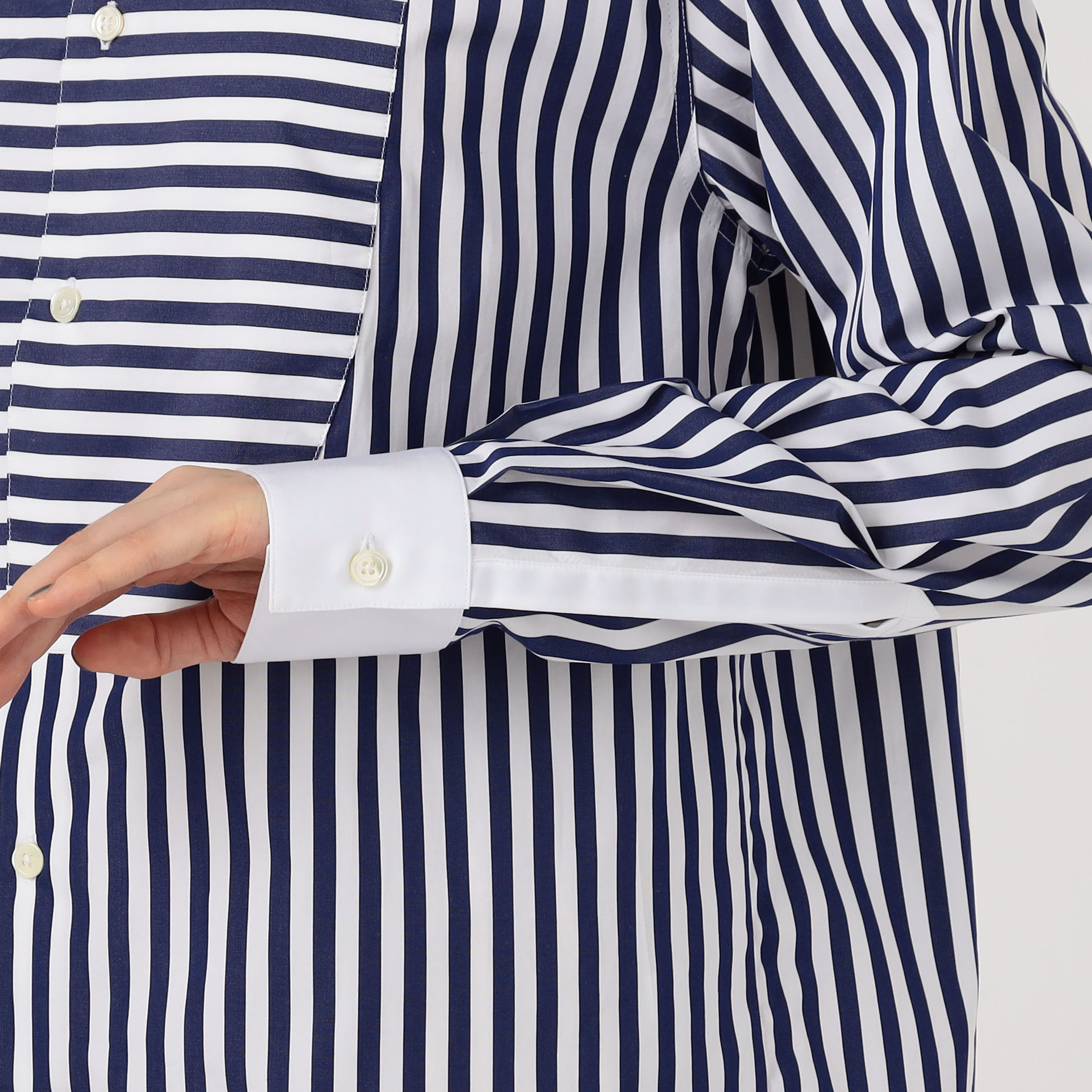 ドゥロワー　sebline タキシードスタイル長袖シャツ SEBLINE x Drawer＞ STITCH GARCON シャツ