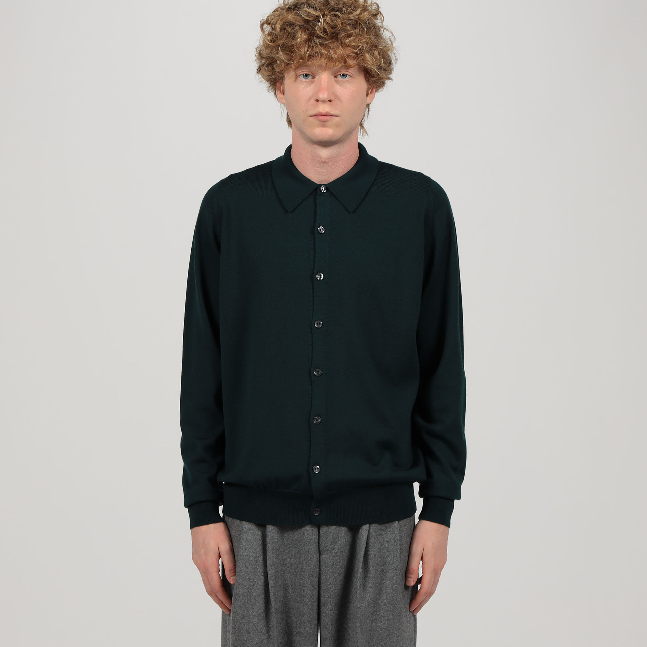 JOHN SMEDLEY TIBOR メリノウール ポロカラーニットシャツ