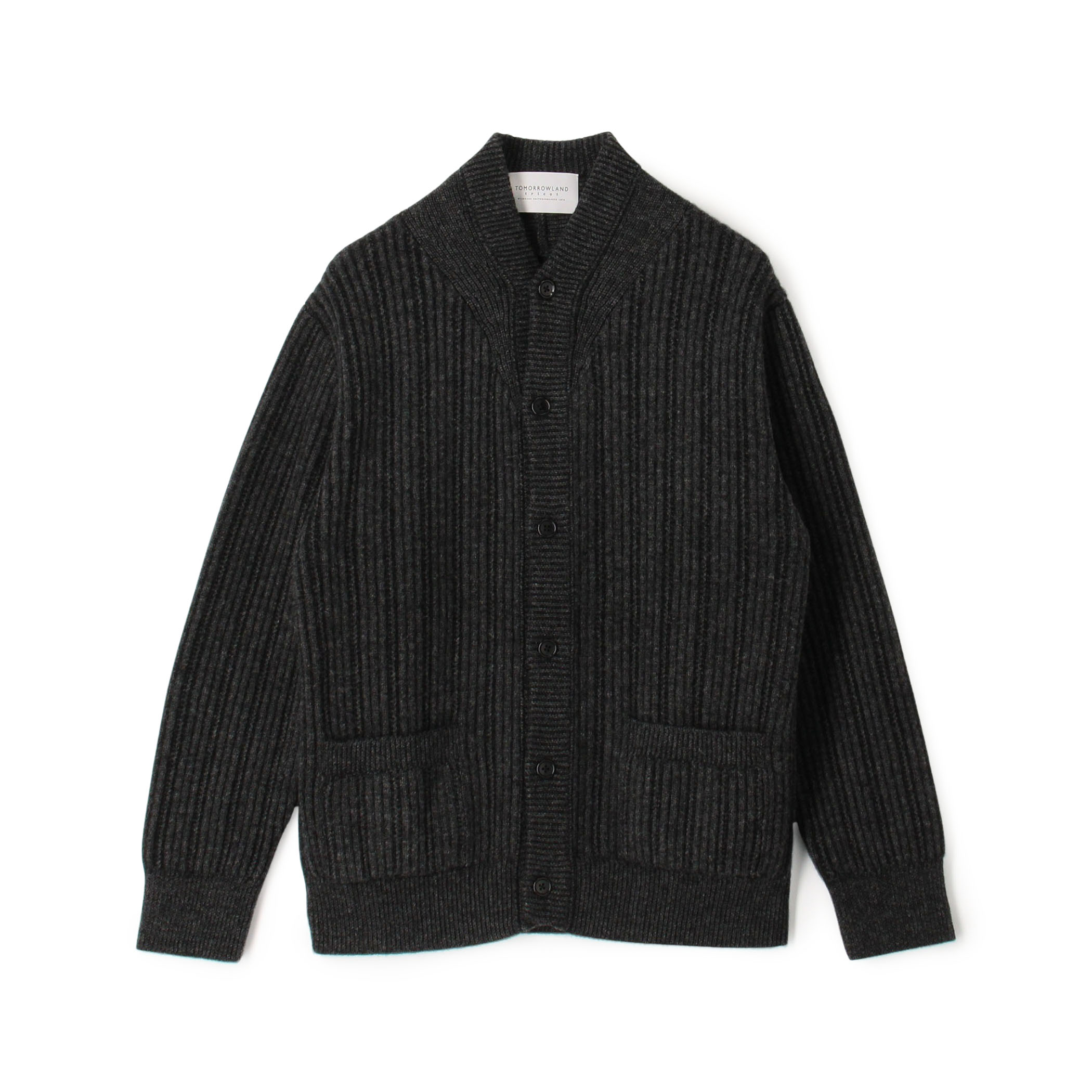 ウールカシミヤシルク リブVネックカーディガン