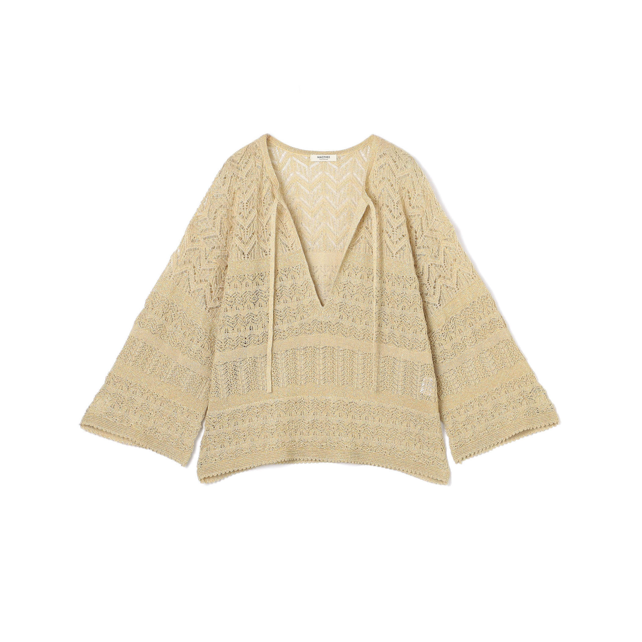 レーシーラメ キーネックプルオーバー