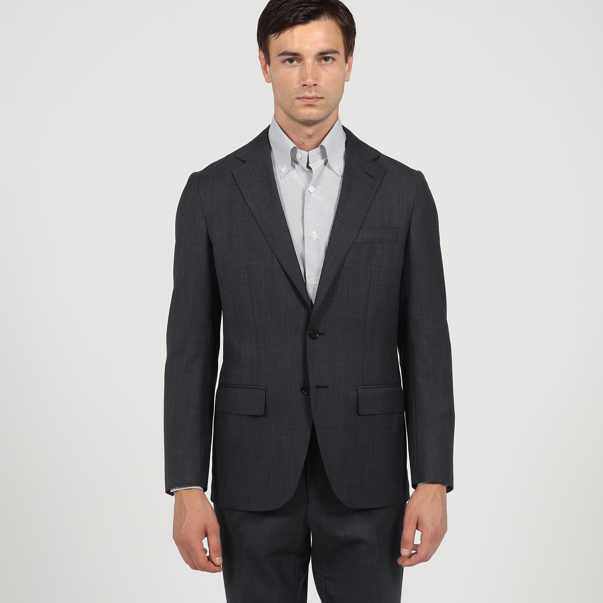 SUPER120'Sウール ストレッチ シングルブレステッド 2B