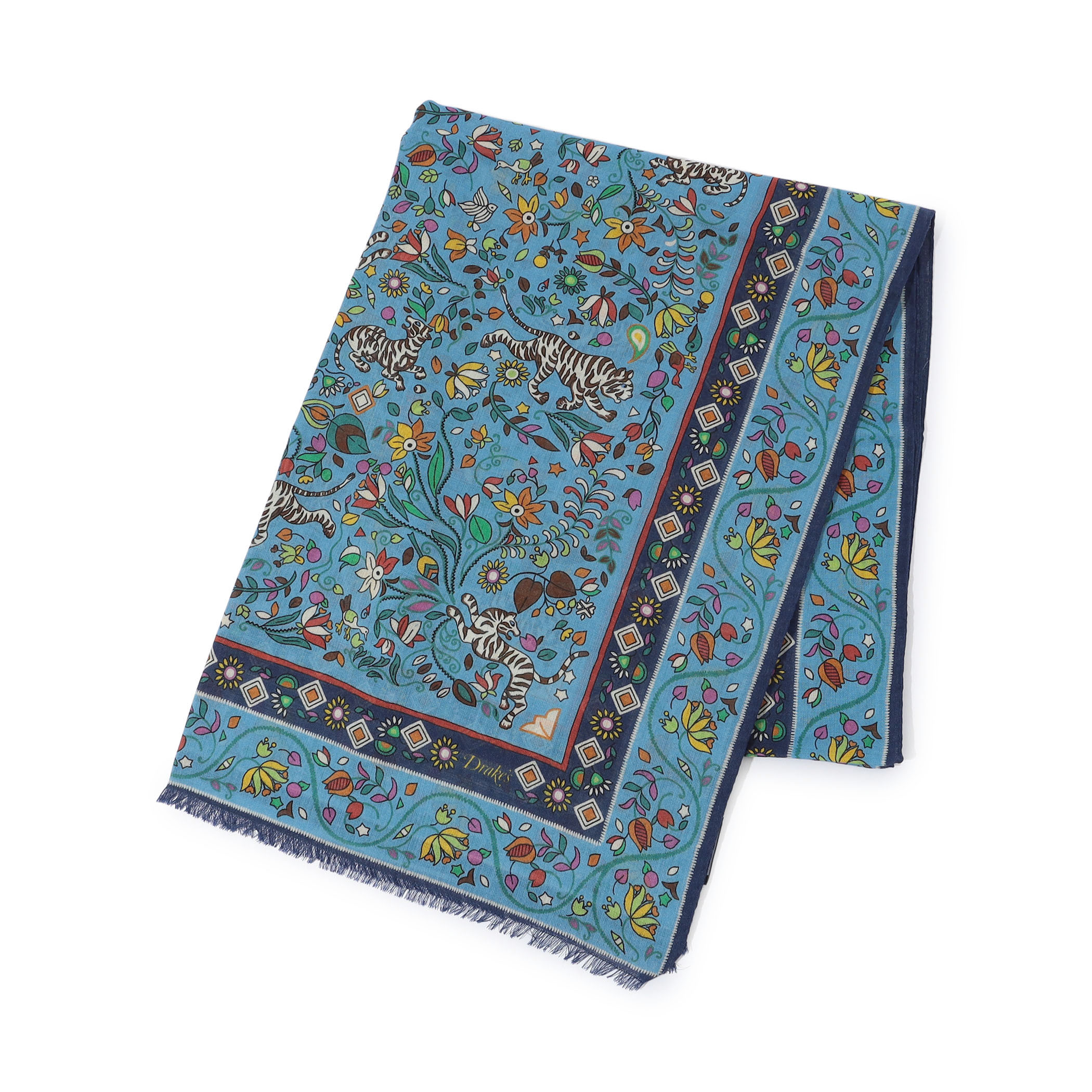 Drake&rsquo;ｓ TIGER GARDEN PRINTED SCARF ウールシルクプリントスカーフ