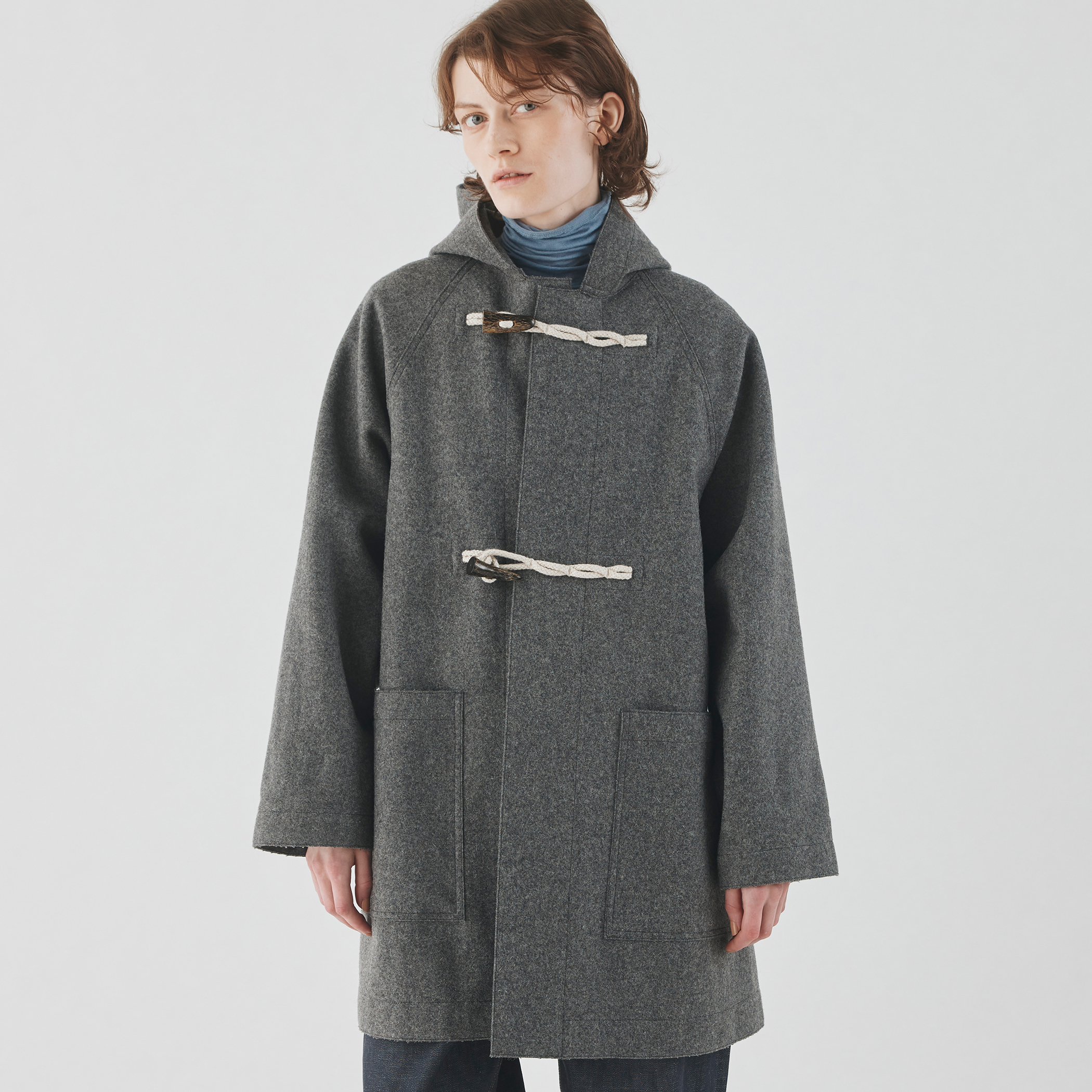 専用出品⭐️⭐️⭐️ フード付きダッフルコート（グレー・カーキ） KOBE LETTUCE（神戸レタス） ダッフルコート コート シャギーロング